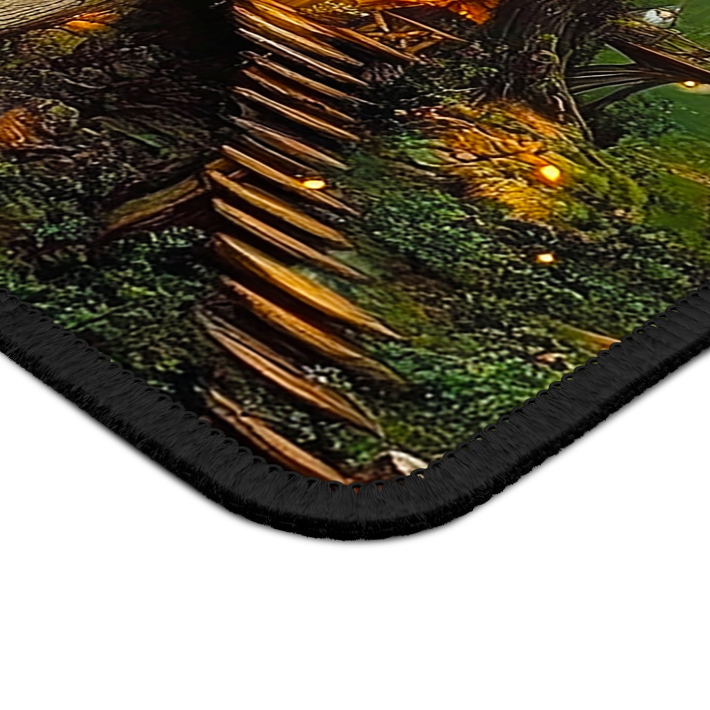 Fantasy Forest Gnome Village Treehouse Gaming Mouse Pad