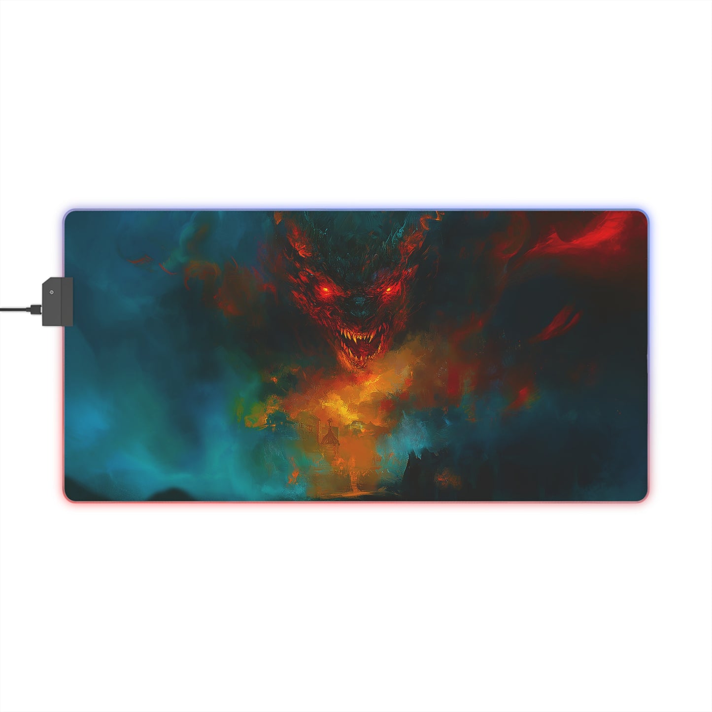 Scary Demon Horror Theme LED Gaming Mouse Pad