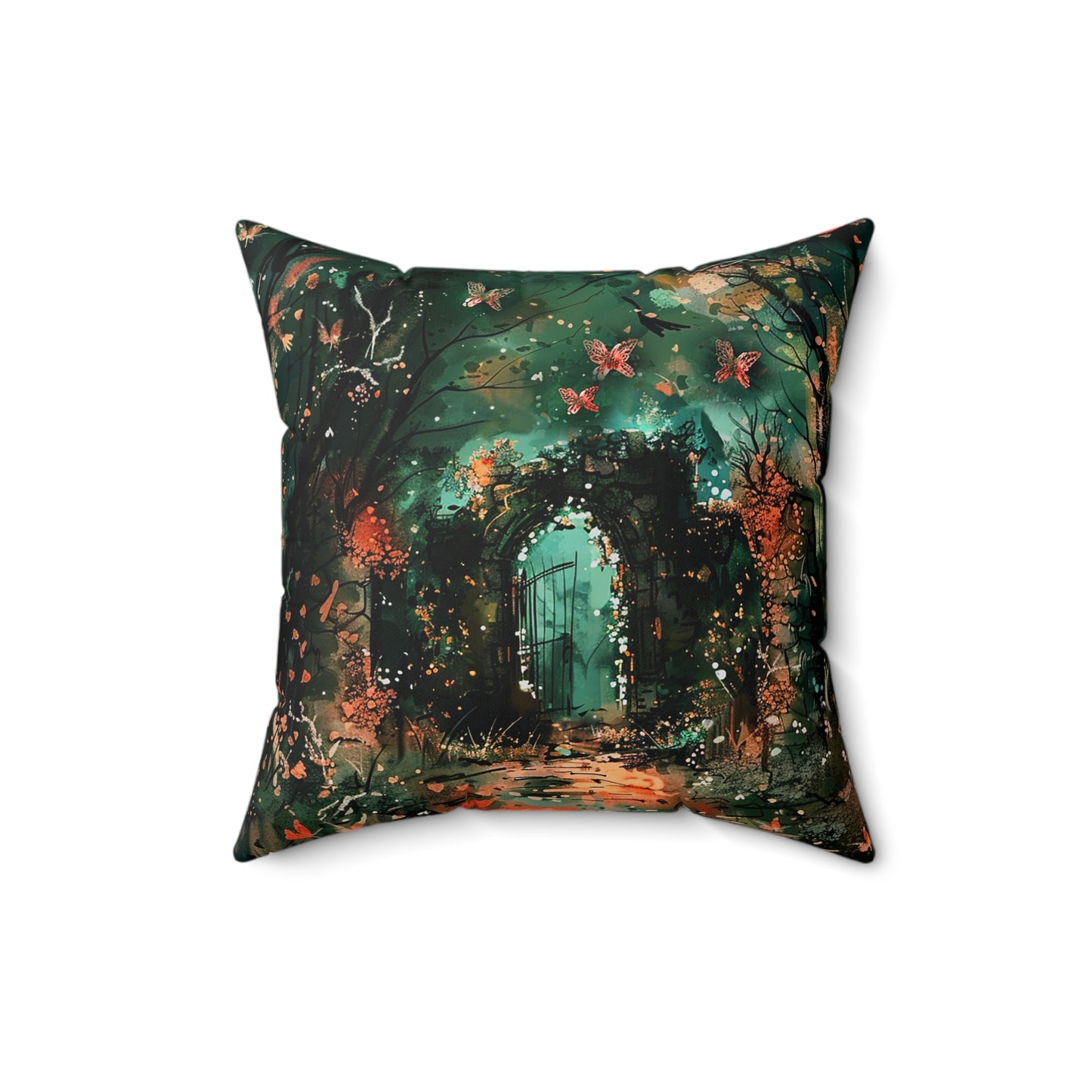 Lonely Ancient Fantasy Gate Square Polyester Square Pillow