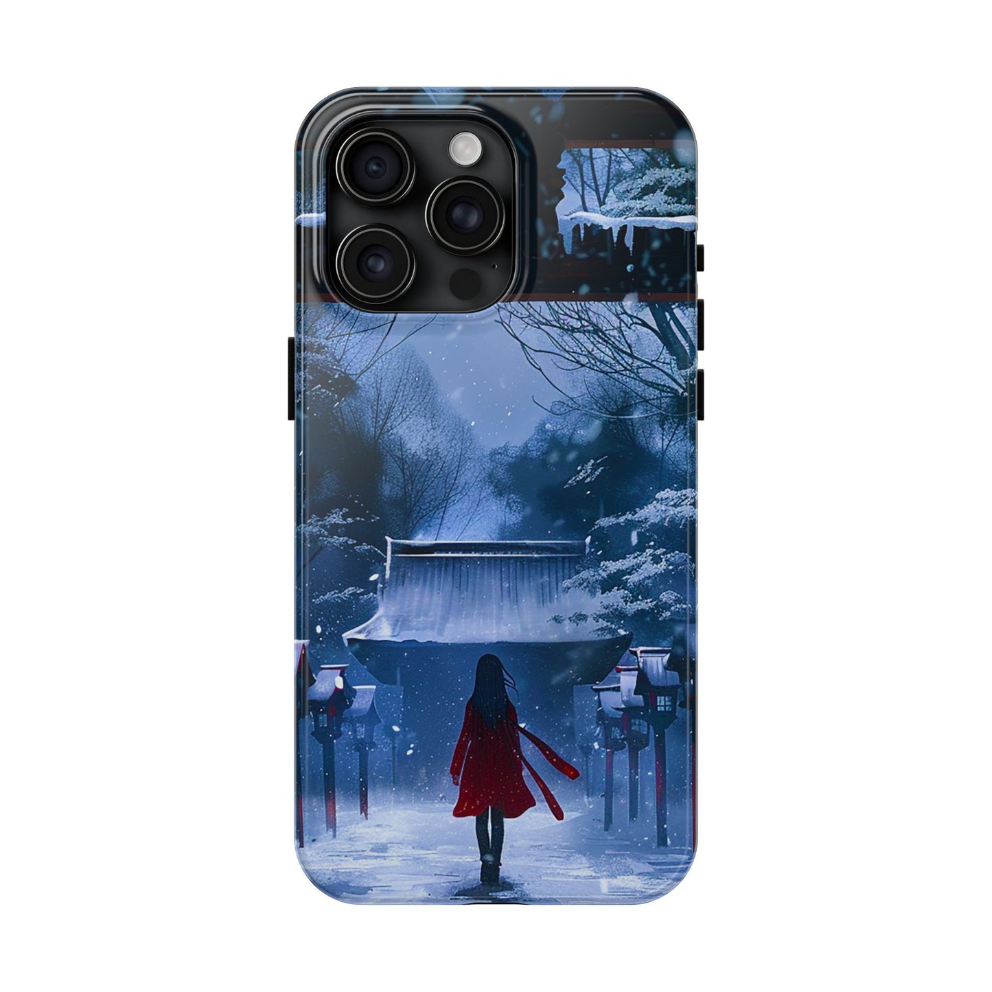 Japanese Snowy Shinto Shrine Girl Tough Phone Cases iPhone Android
