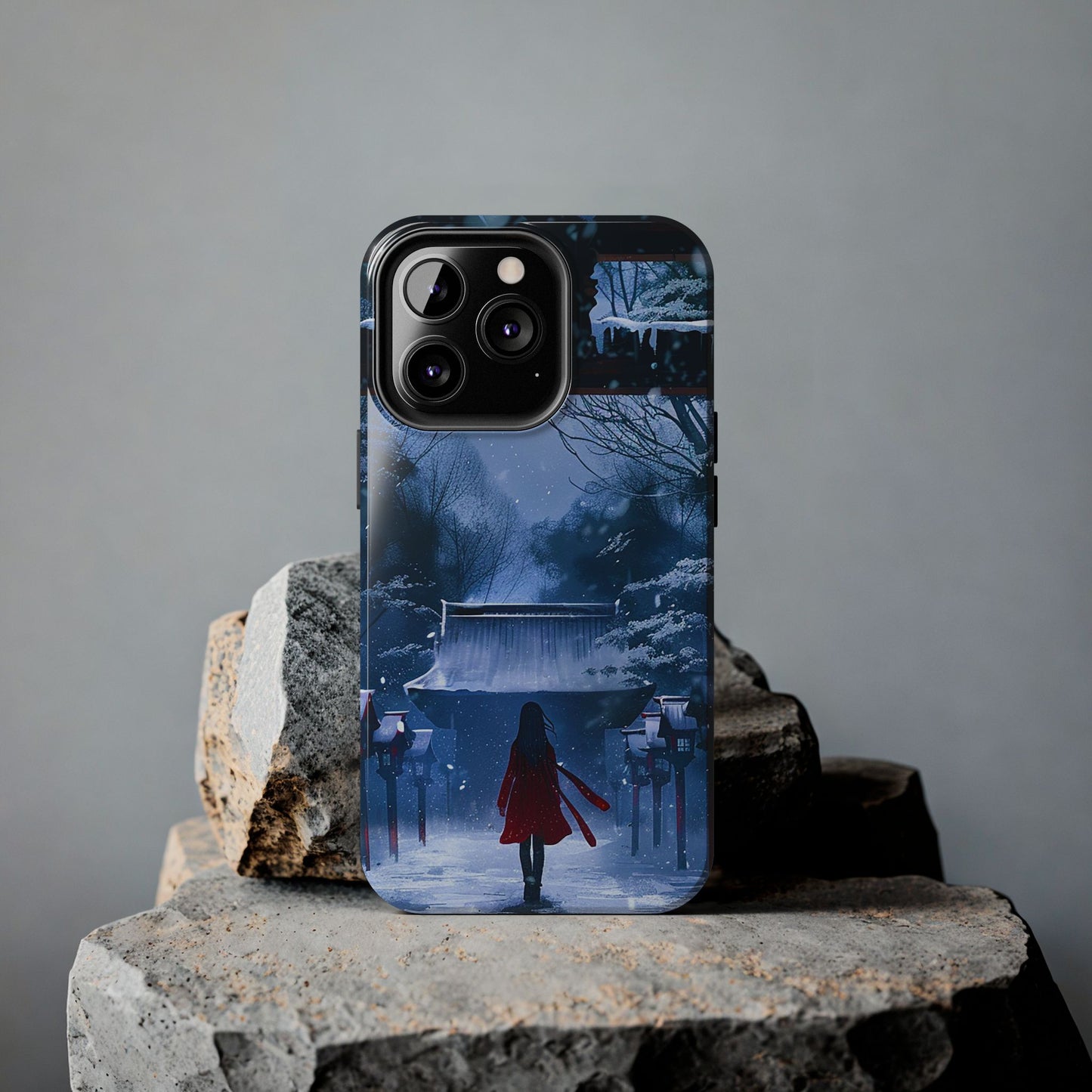 Japanese Snowy Shinto Shrine Girl Tough Phone Cases iPhone Android