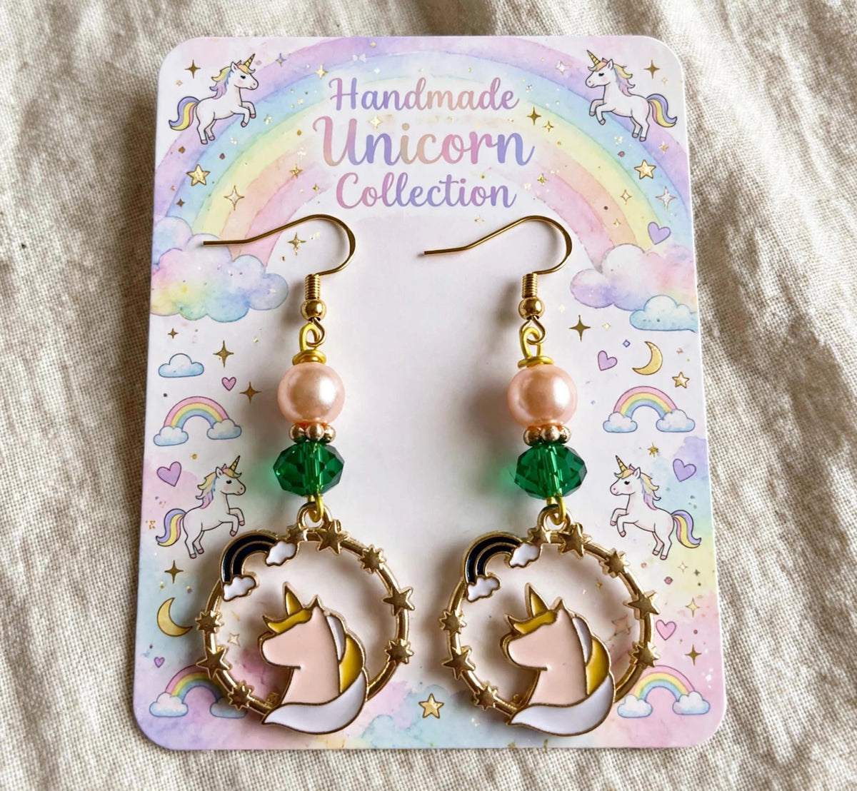 Gold-Plated Unicorn Enamel Earrings - Elegant Dangle Jewelry