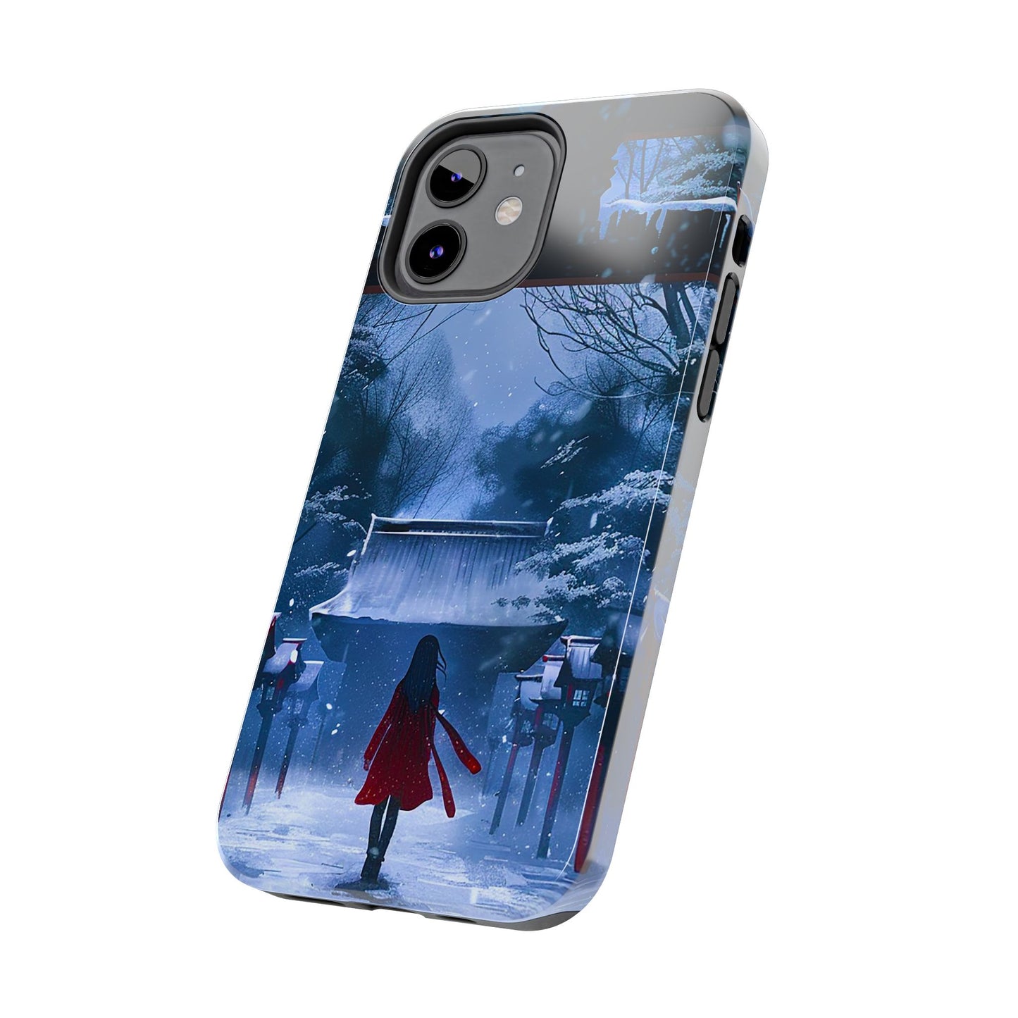 Japanese Snowy Shinto Shrine Girl Tough Phone Cases iPhone Android