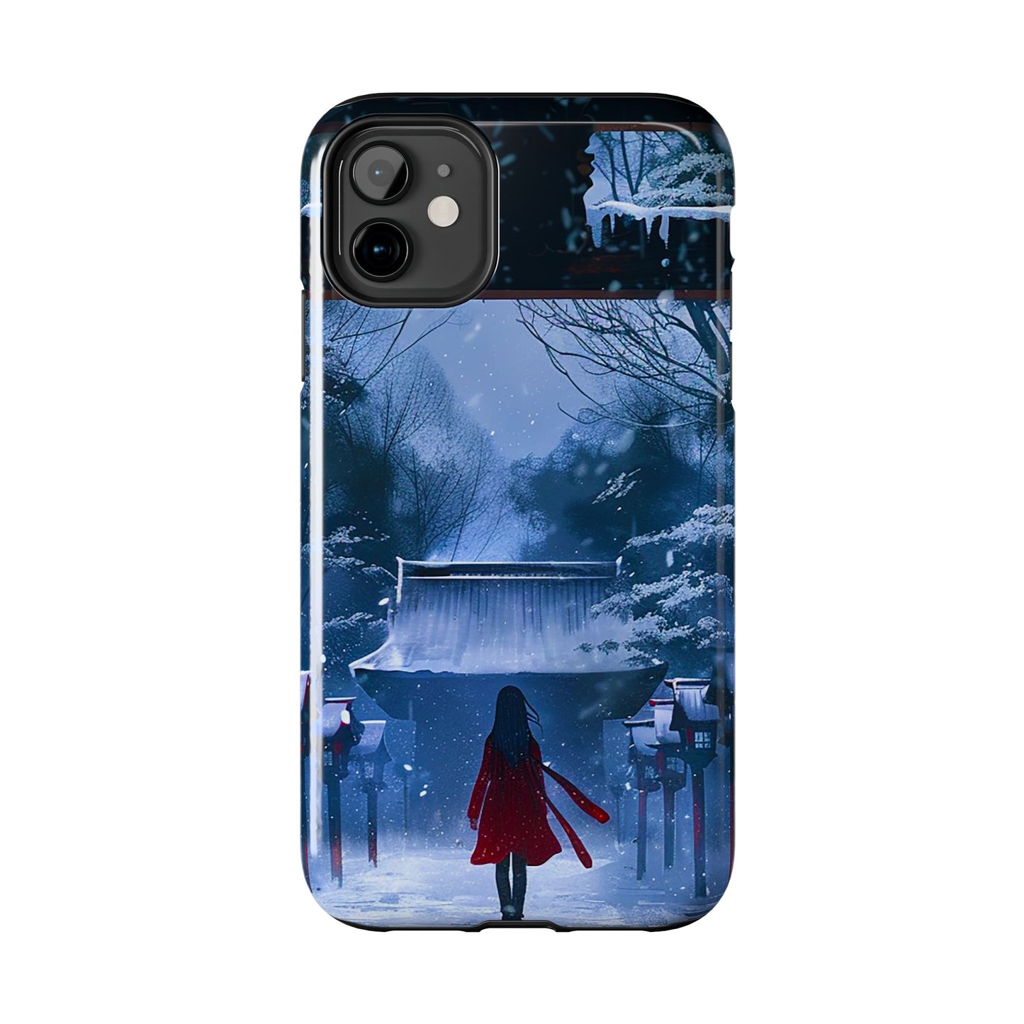 Japanese Snowy Shinto Shrine Girl Tough Phone Cases iPhone Android