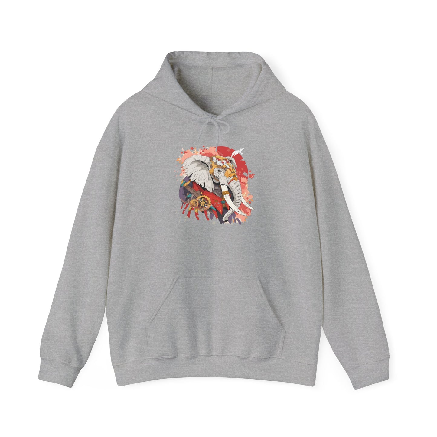 Steampunk Japanese Flowers Elephant Unisex Heavy Blend™ Hooded Sweatshirt