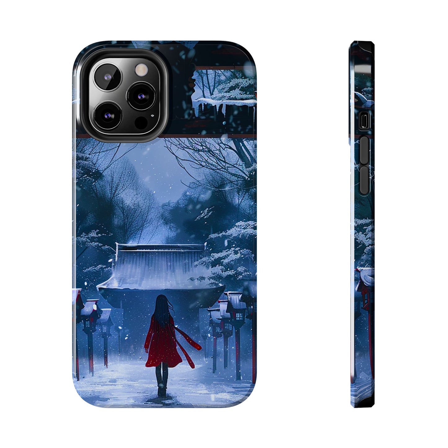Japanese Snowy Shinto Shrine Girl Tough Phone Cases iPhone Android