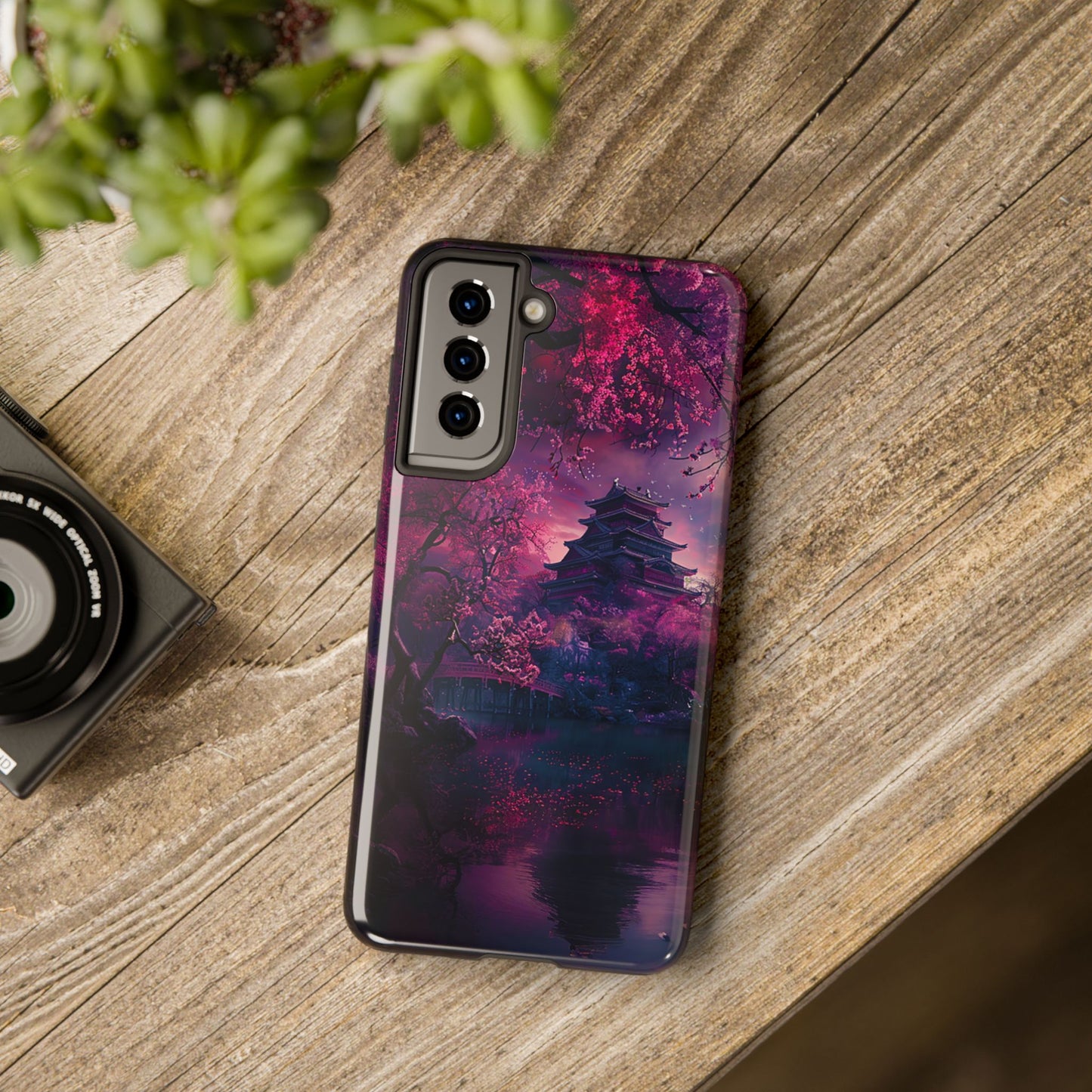 Japanese Cherry Blossum Castle Tough Phone Case iPhone Android