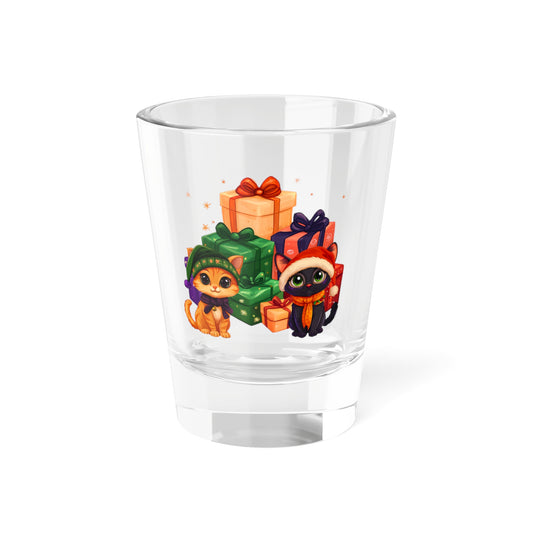 Adorable Cute Christmas Cats Presents Shot Glass, 1.5oz