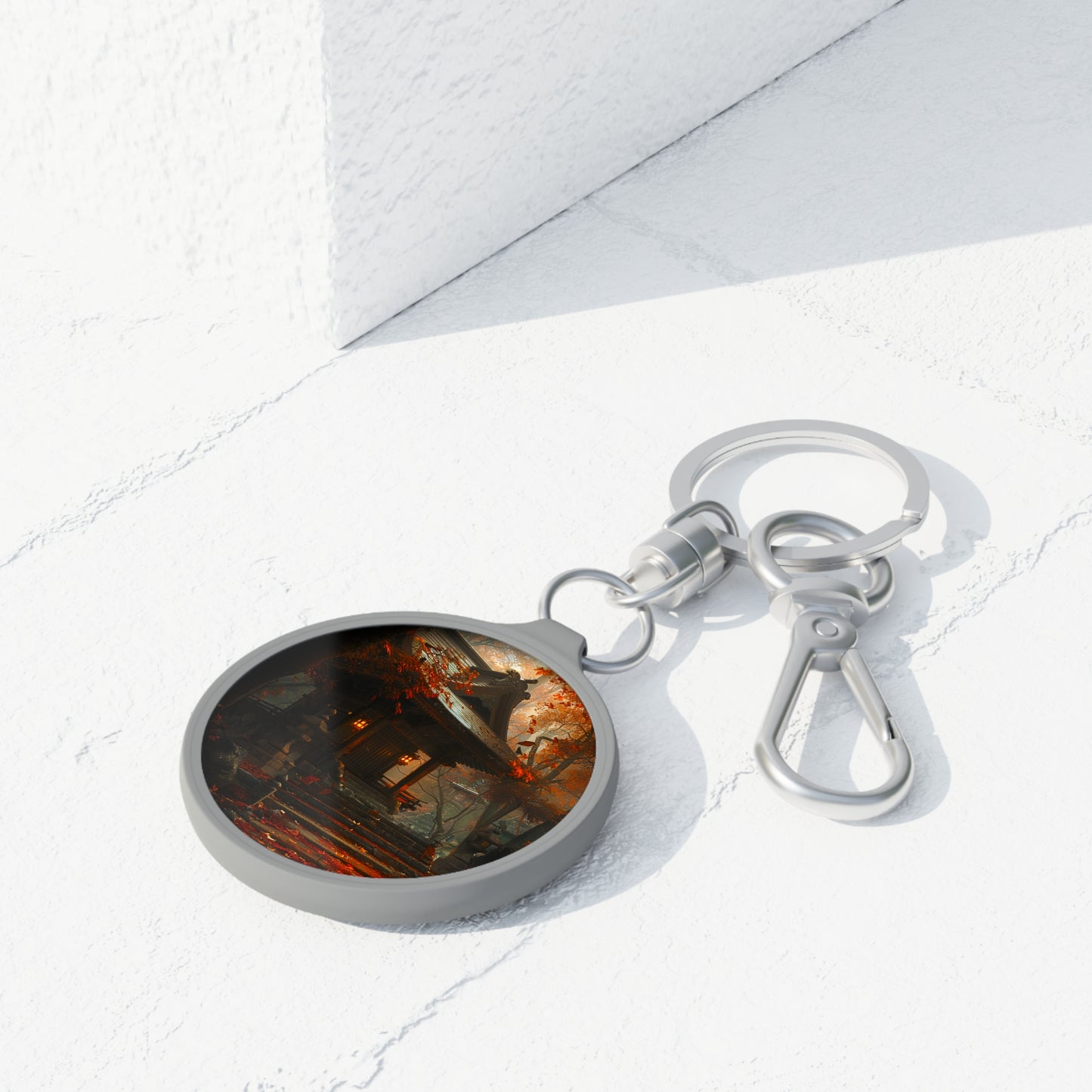 Japanese Autumn Shinto Shrine Keyring Tag