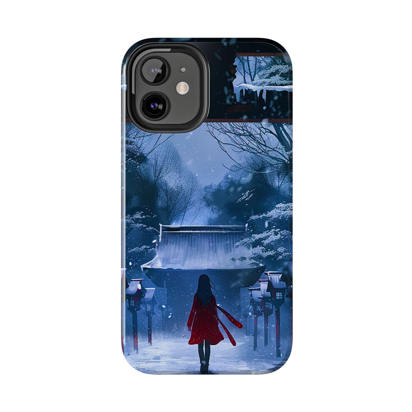 Japanese Snowy Shinto Shrine Girl Tough Phone Cases iPhone Android