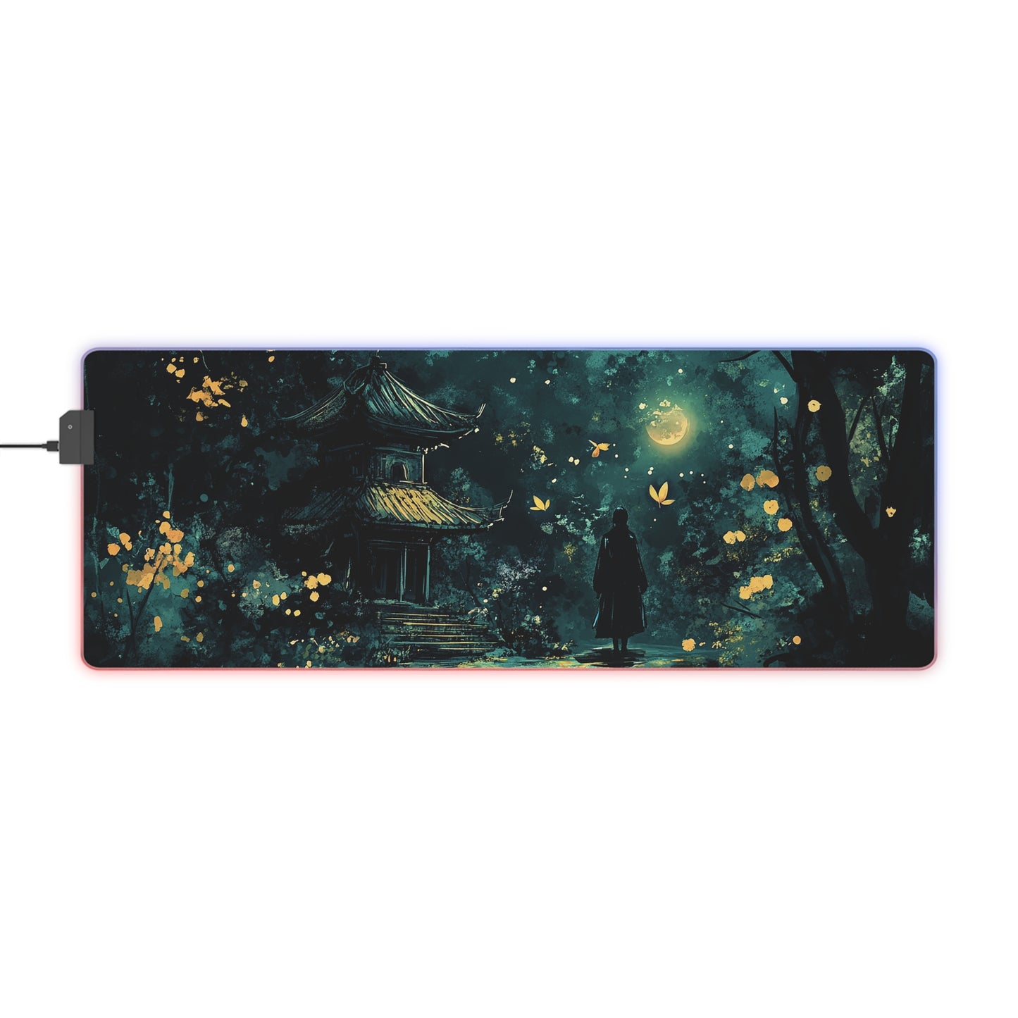 Japanese Shrine Nighttime Fantasy LED Gaming Mouse Pad