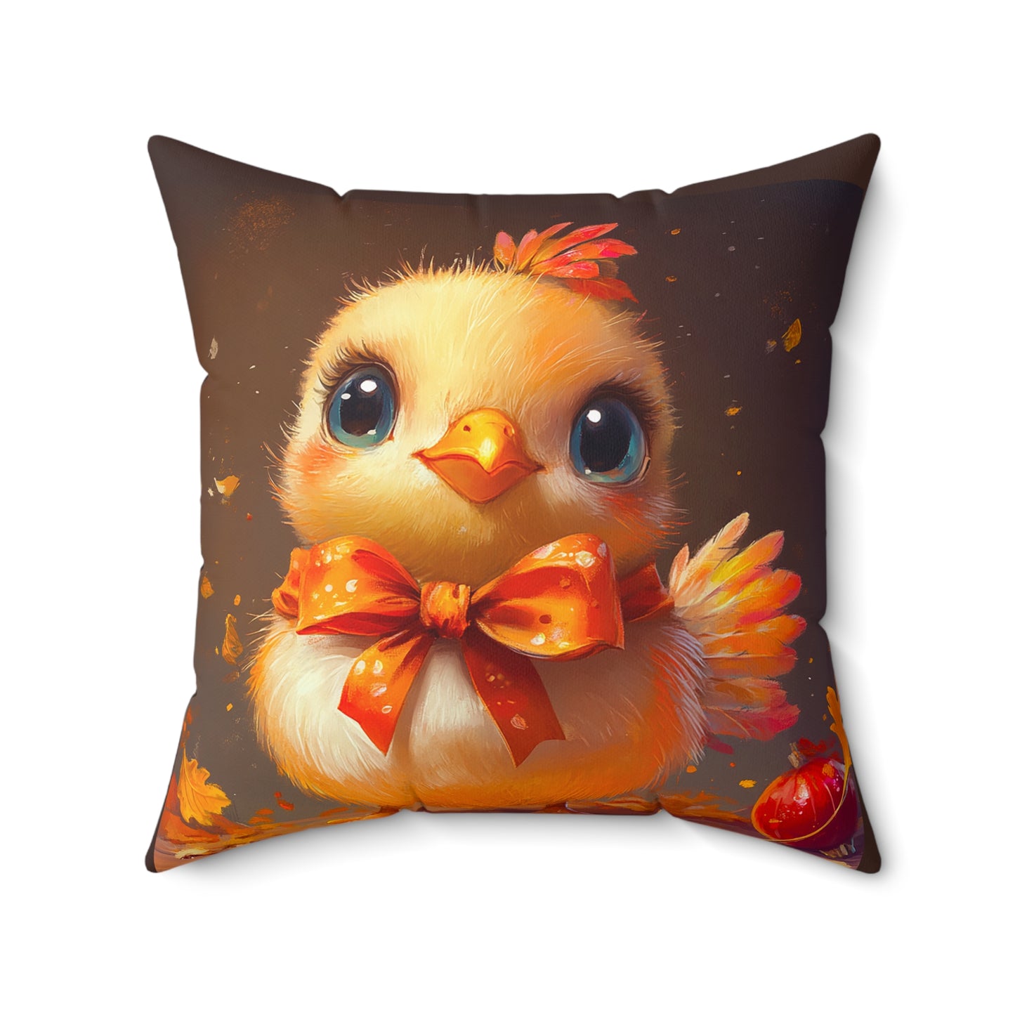 Adorable Turkey Chick Spun Polyester Square Pillow