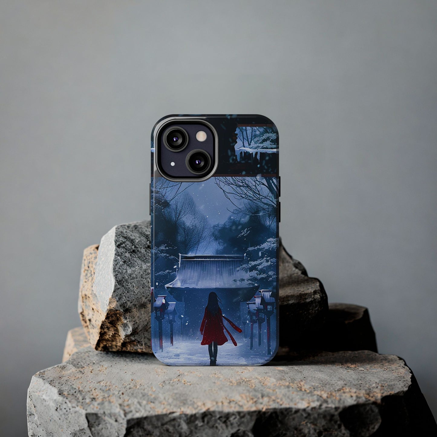 Japanese Snowy Shinto Shrine Girl Tough Phone Cases iPhone Android