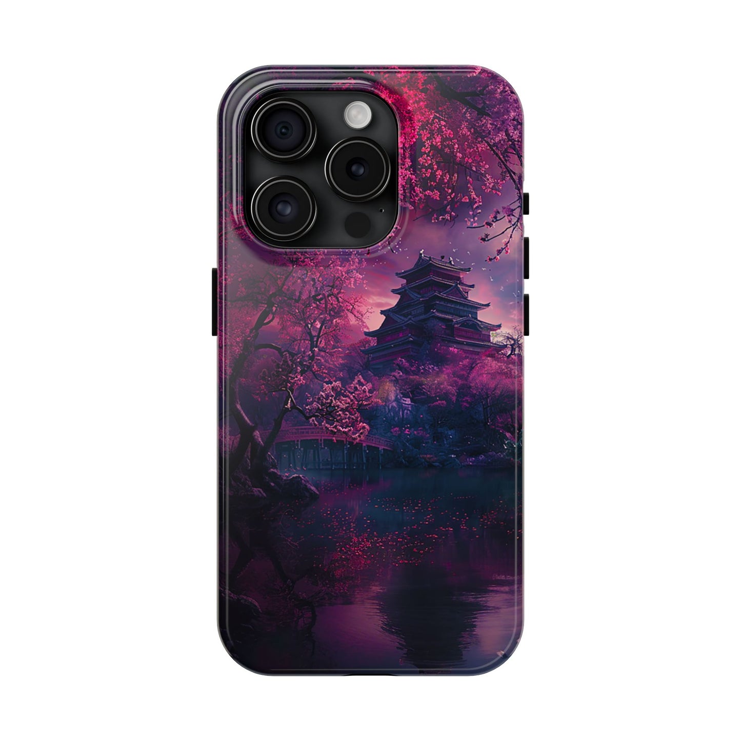 Japanese Cherry Blossum Castle Tough Phone Case iPhone Android
