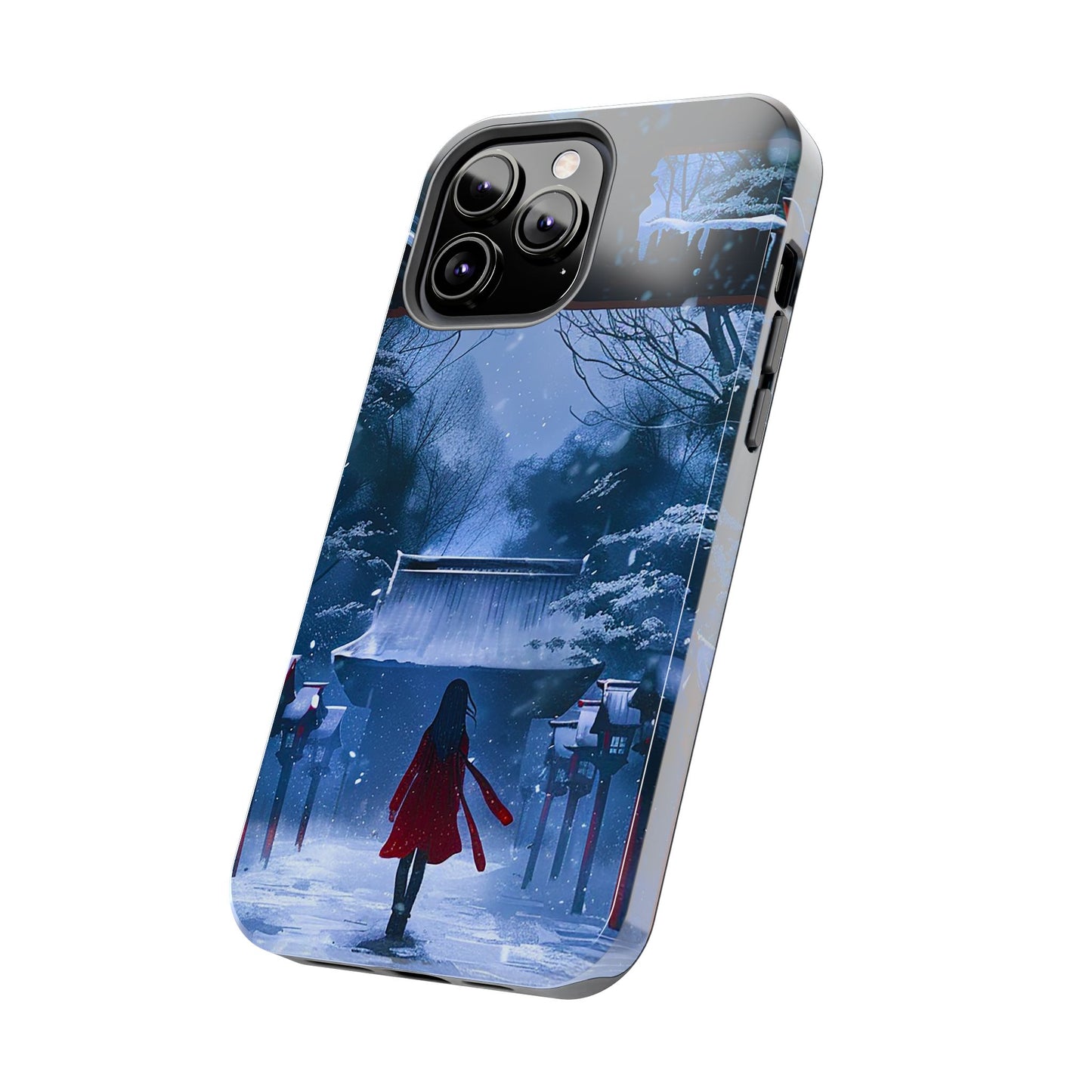 Japanese Snowy Shinto Shrine Girl Tough Phone Cases iPhone Android