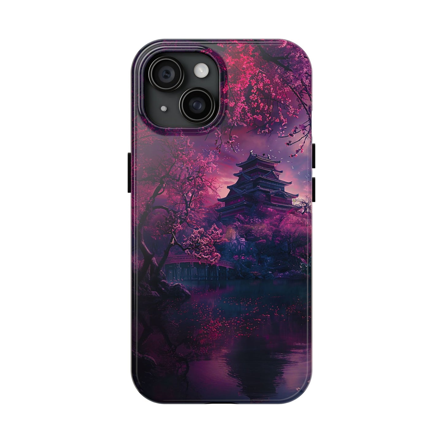Japanese Cherry Blossum Castle Tough Phone Case iPhone Android