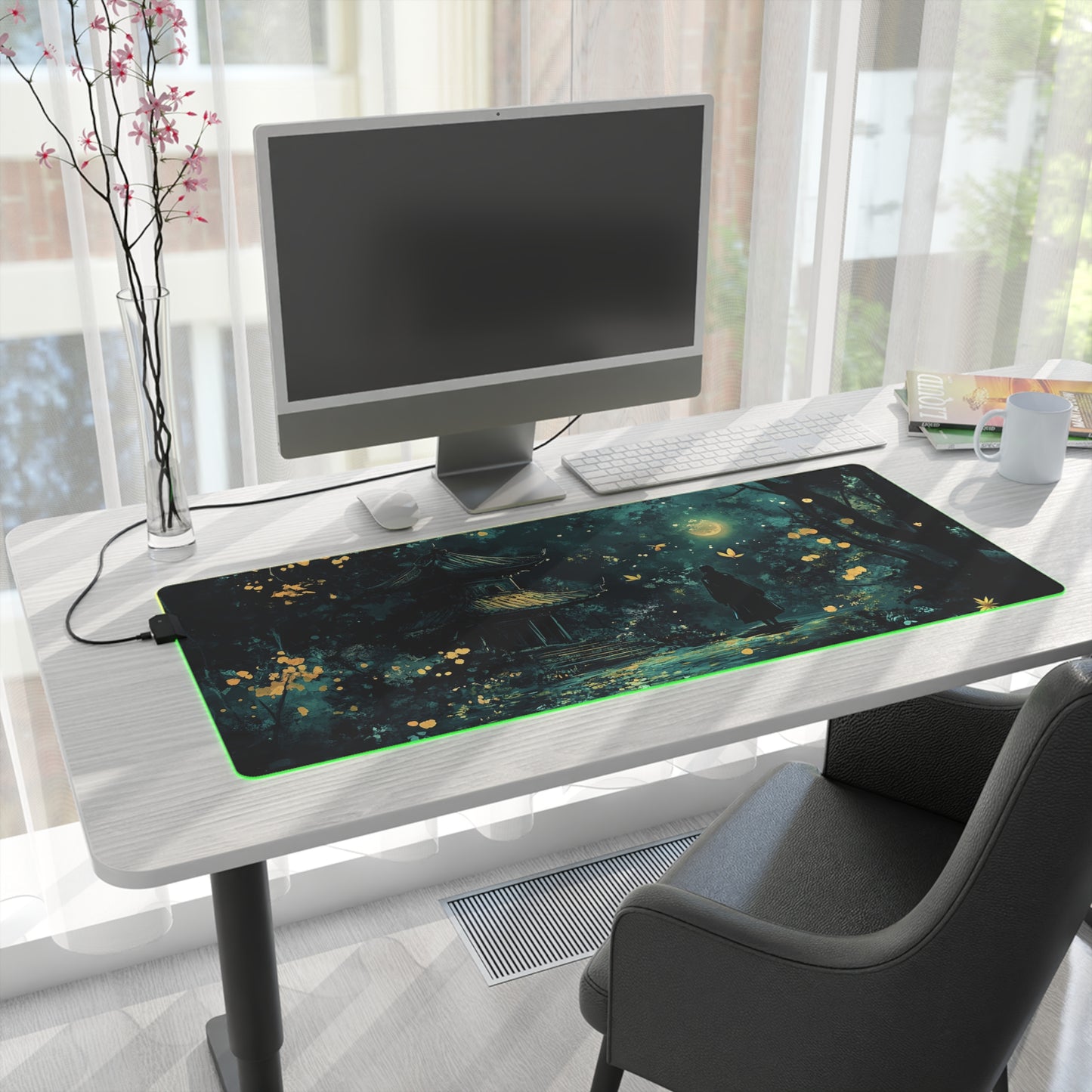 Japanese Shrine Nighttime Fantasy LED Gaming Mouse Pad