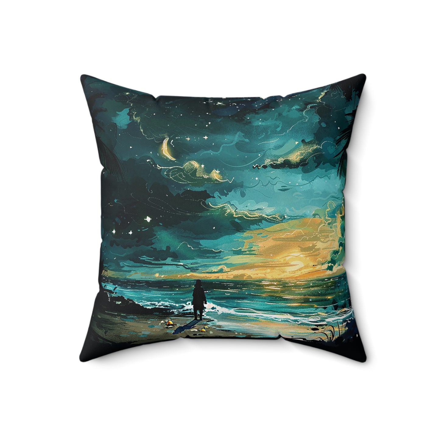 Faraway Warm Tropical Beach Polyester Square Pillow