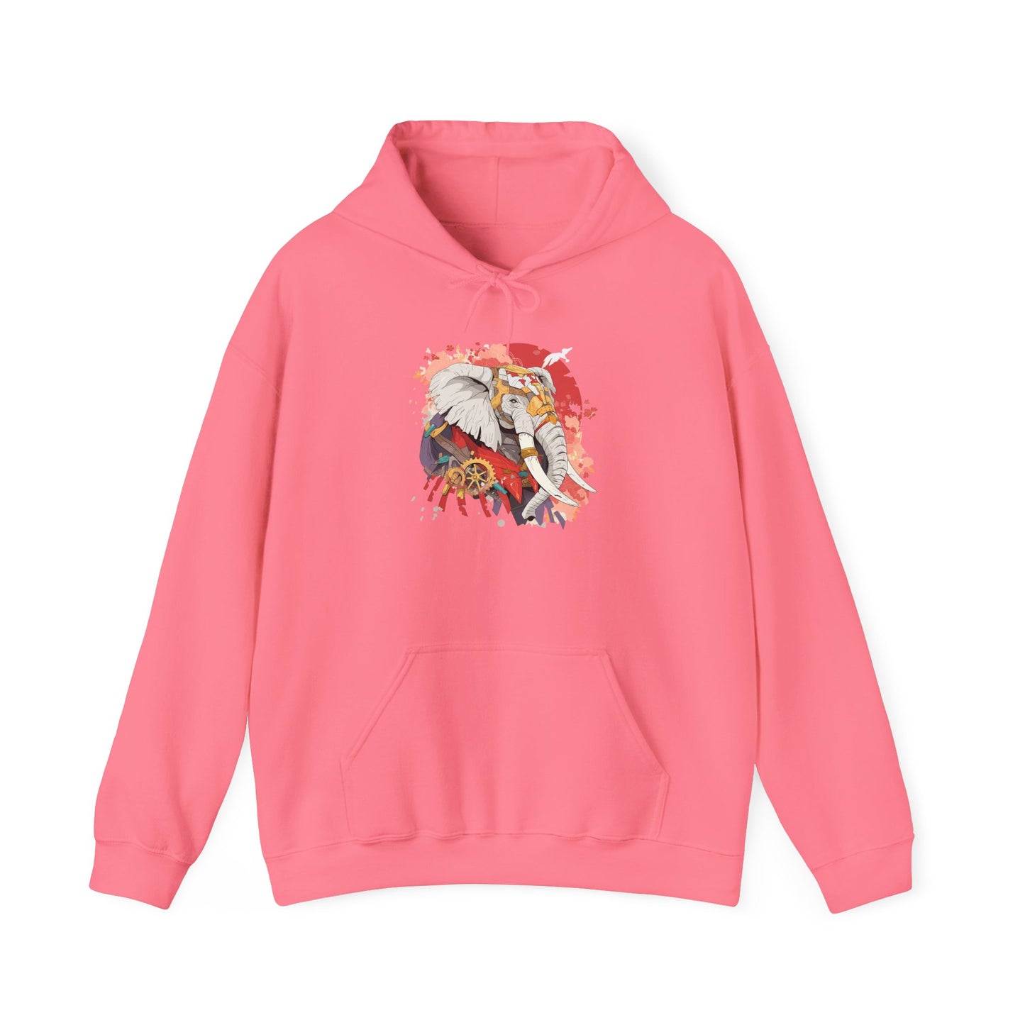 Steampunk Japanese Flowers Elephant Unisex Heavy Blend™ Hooded Sweatshirt
