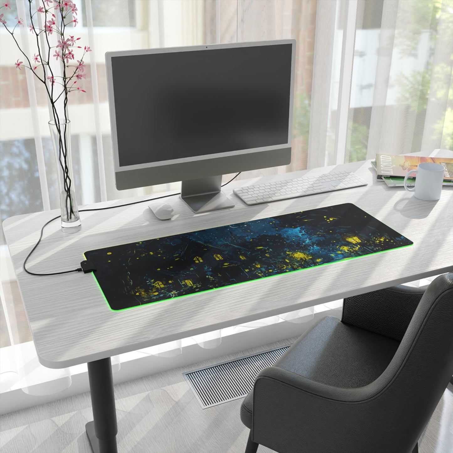 Fantasy Village Nighttime LED Gaming Mouse Pad