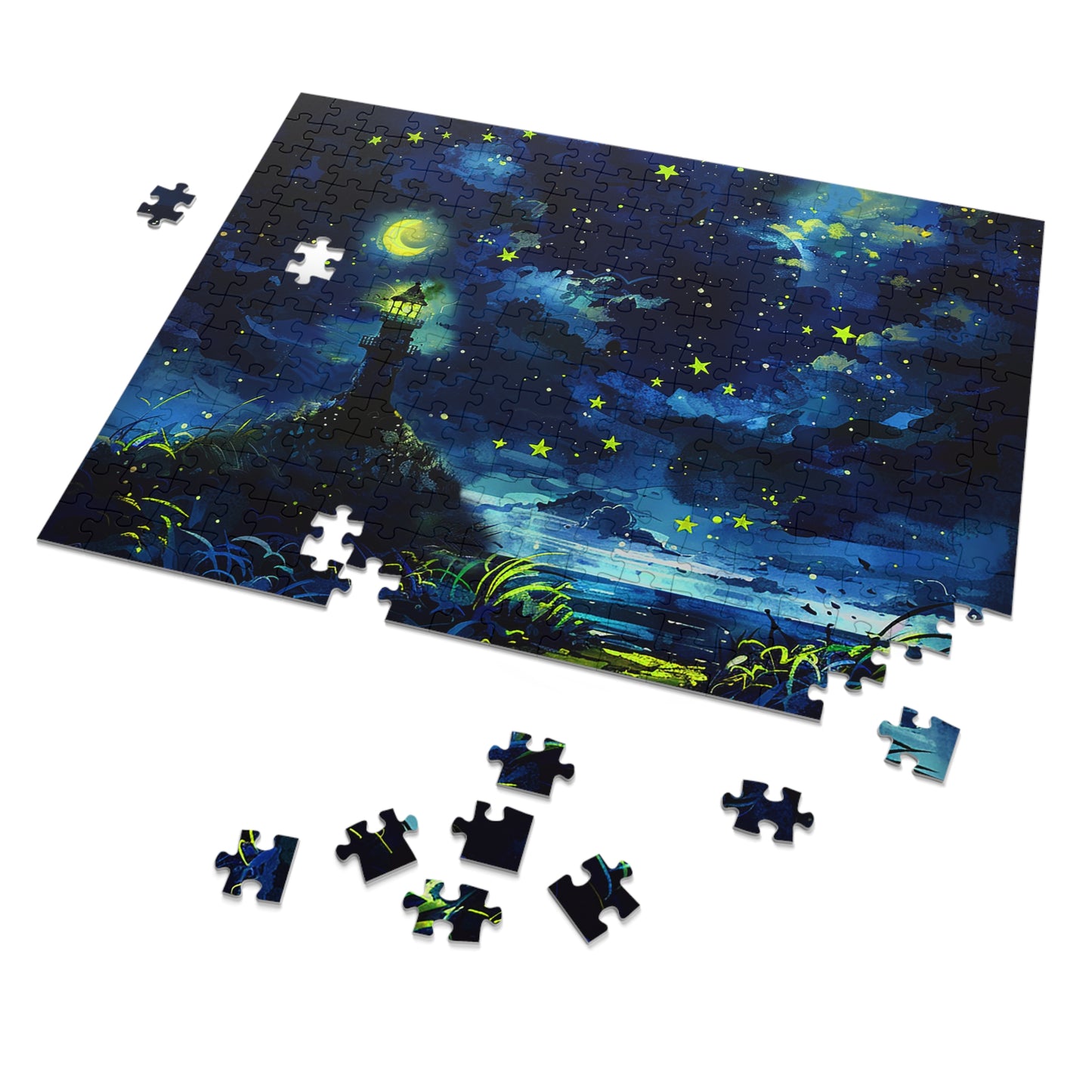 Moonlight Lighthouse Jigsaw Puzzle (30, 110, 252, 500,1000-Piece)