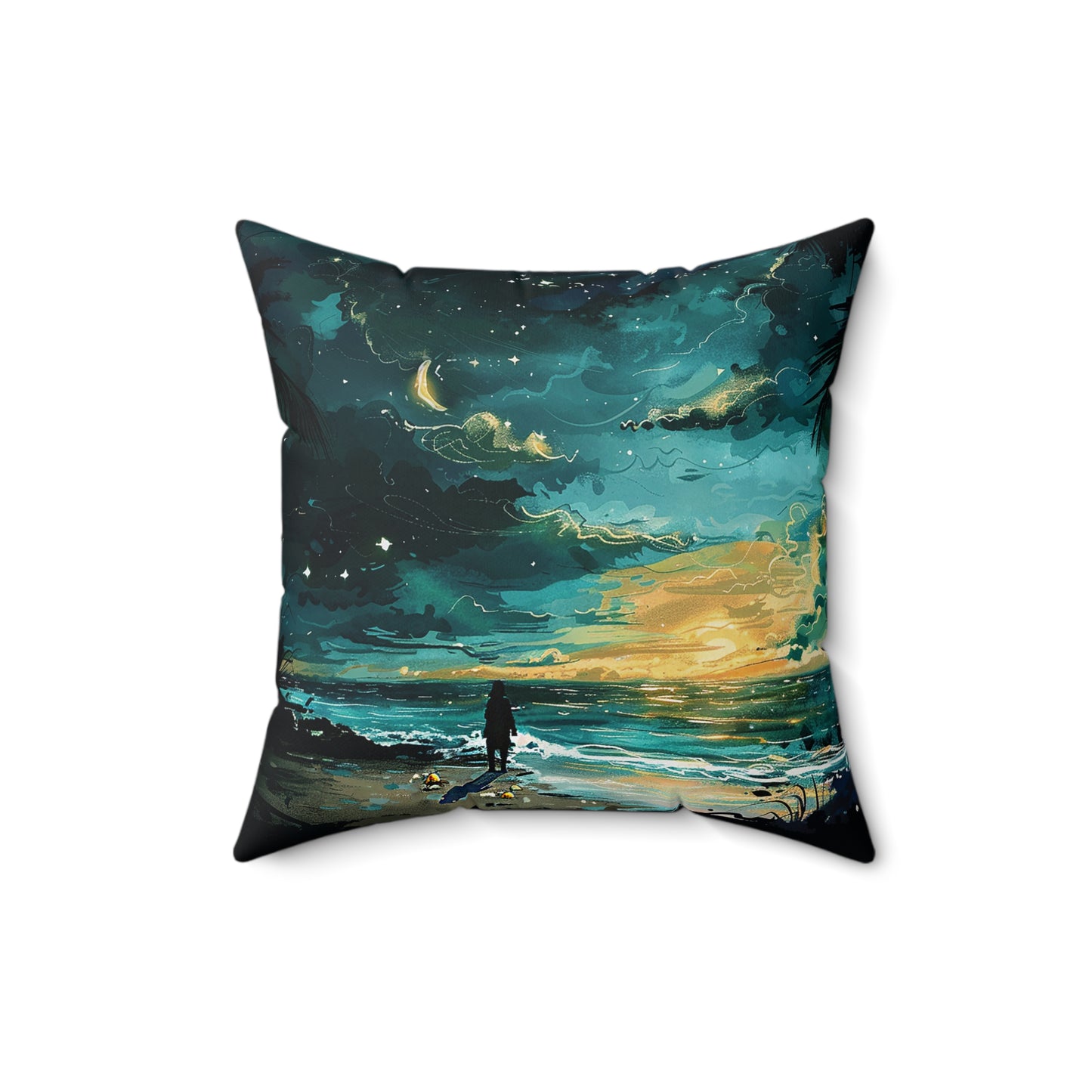 Faraway Warm Tropical Beach Polyester Square Pillow