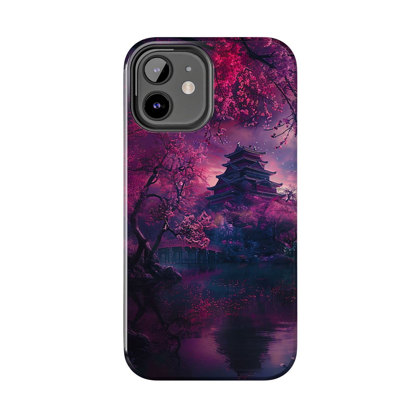 Japanese Cherry Blossum Castle Tough Phone Case iPhone Android