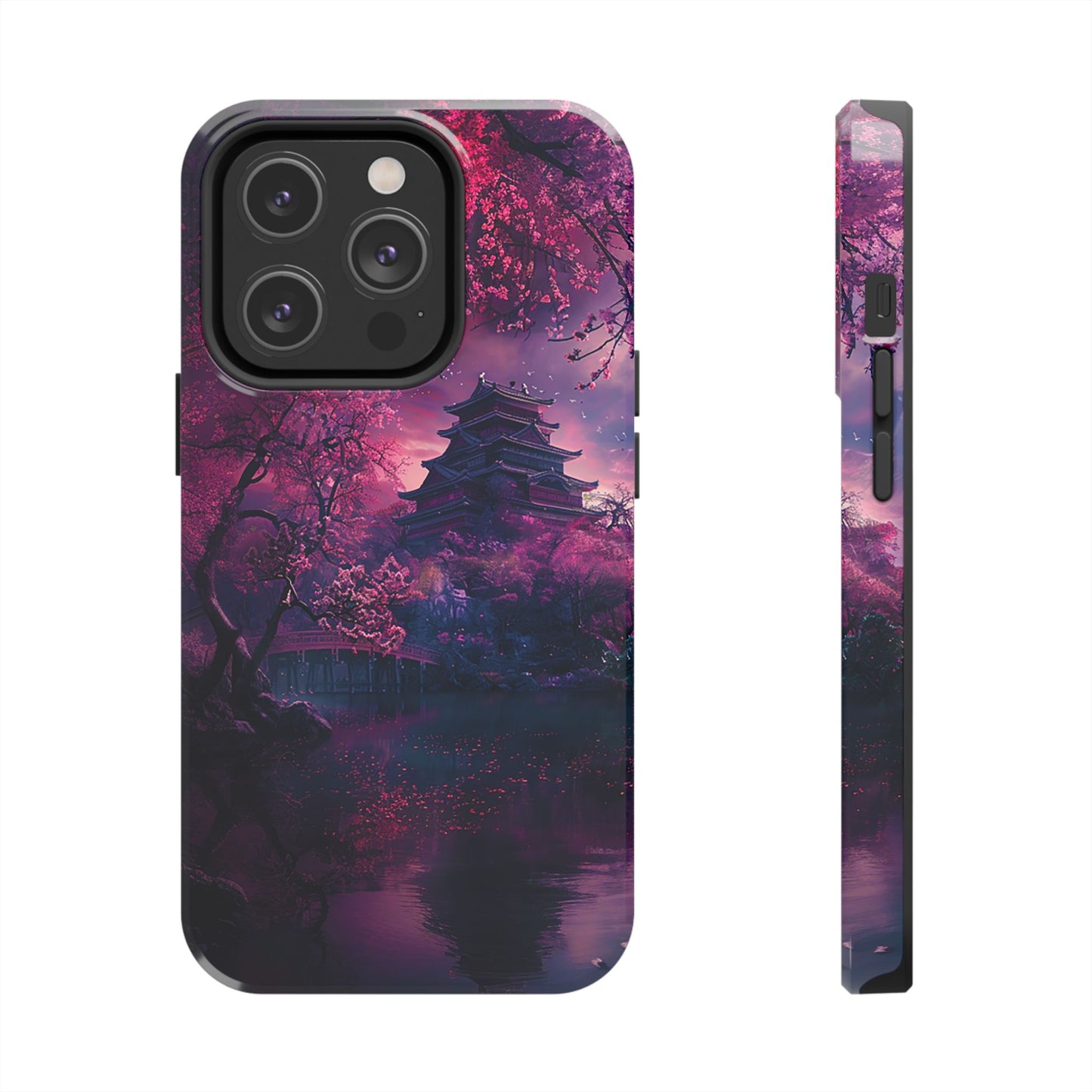 Japanese Cherry Blossum Castle Tough Phone Case iPhone Android
