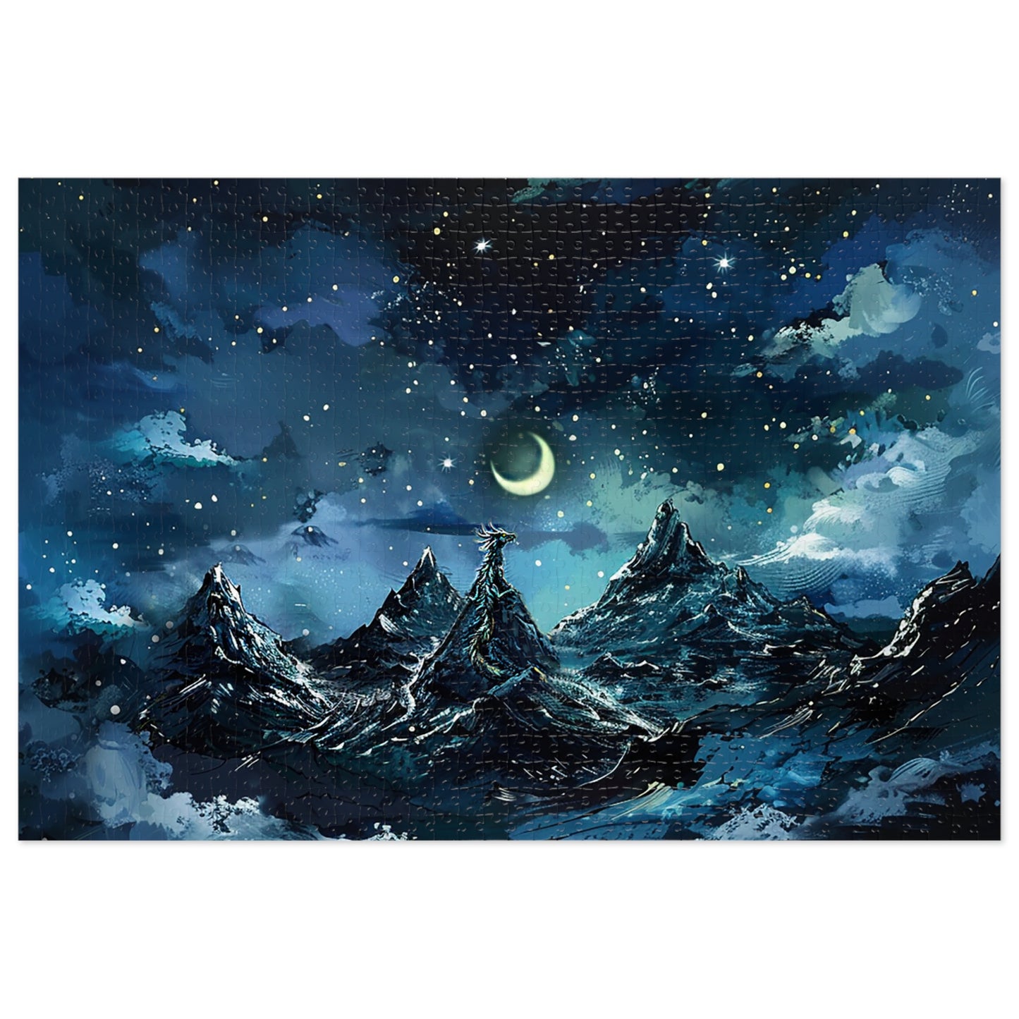 Fantasy Snowy Mountain Dragon Jigsaw Puzzle (30, 110, 252, 500,1000-Piece)