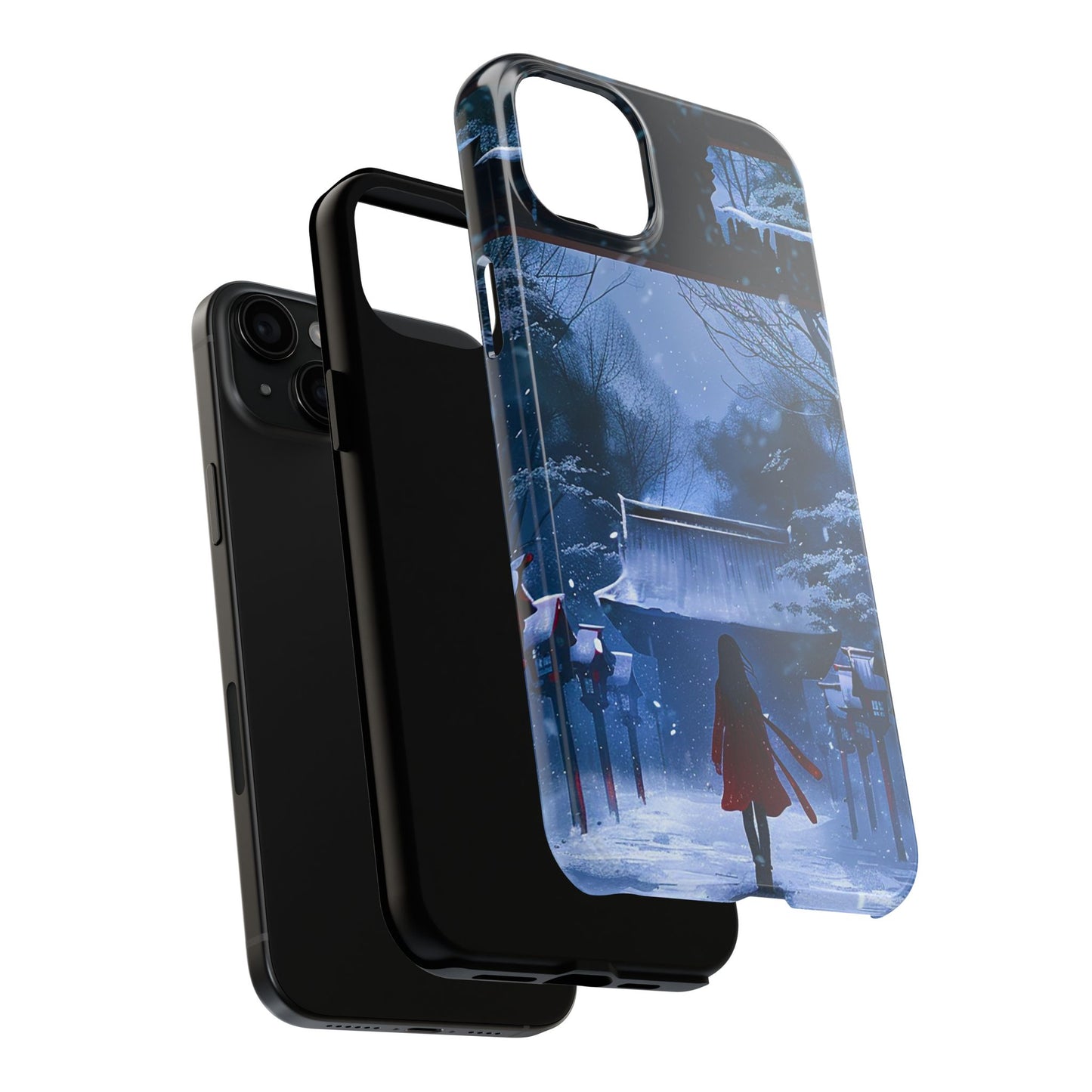 Japanese Snowy Shinto Shrine Girl Tough Phone Cases iPhone Android