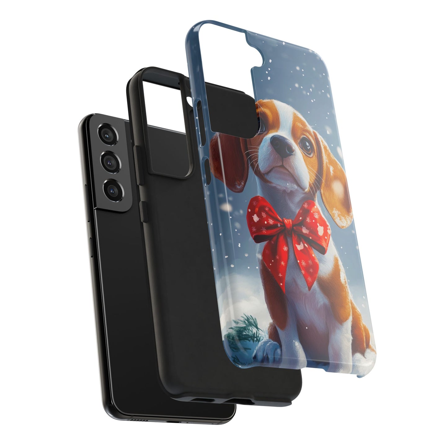 Snowy Cute Christmas Beagle Tough Phone Cases