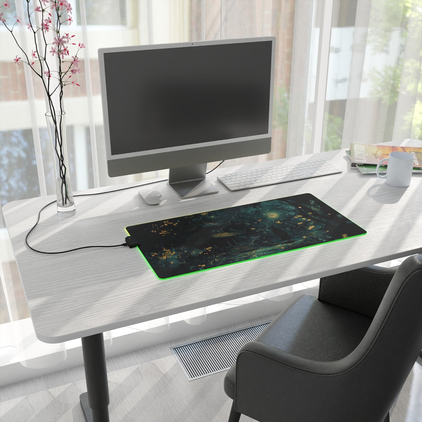 Japanese Shrine Nighttime Fantasy LED Gaming Mouse Pad
