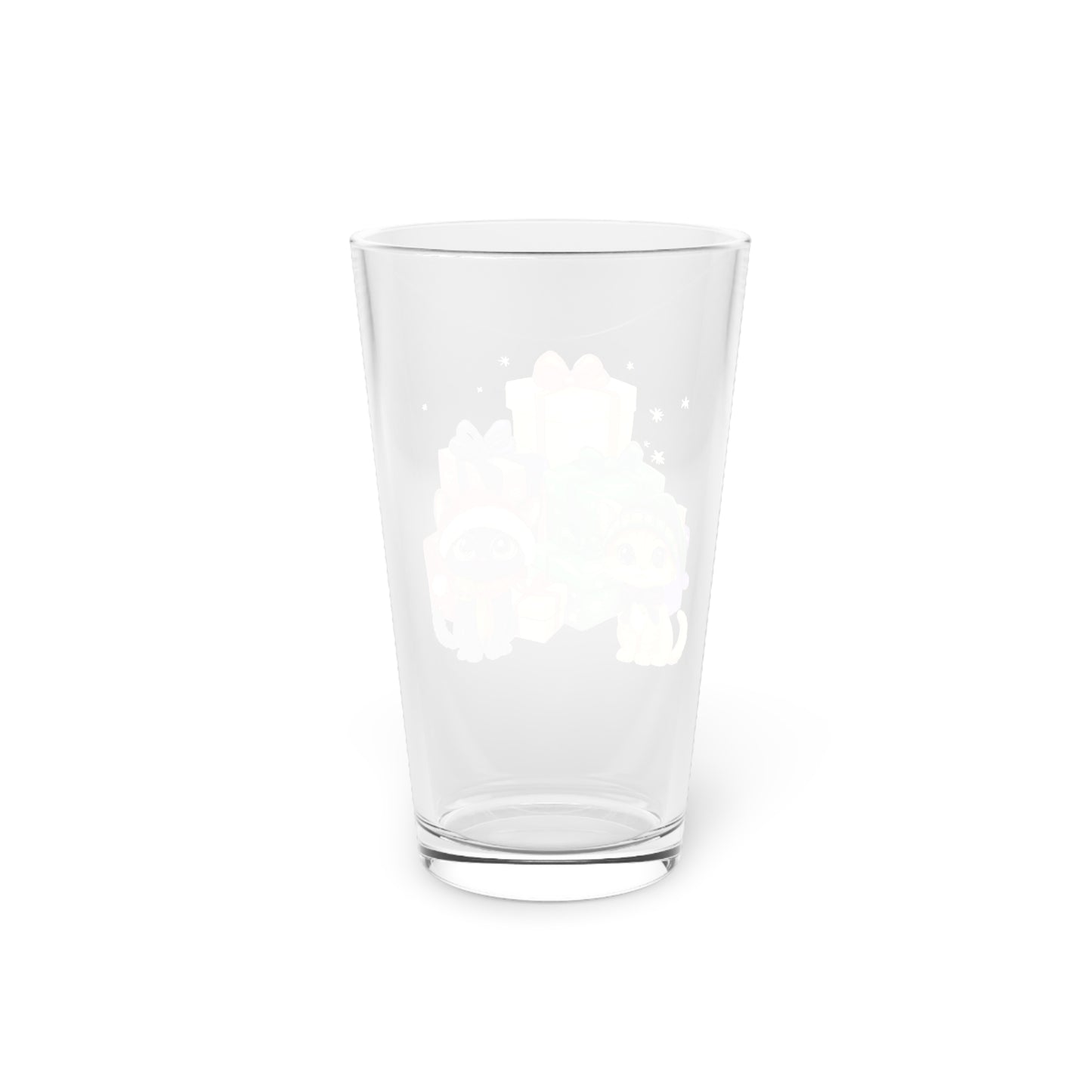 Adorable Cute Christmas Cats Presents Pint Glass, 16oz