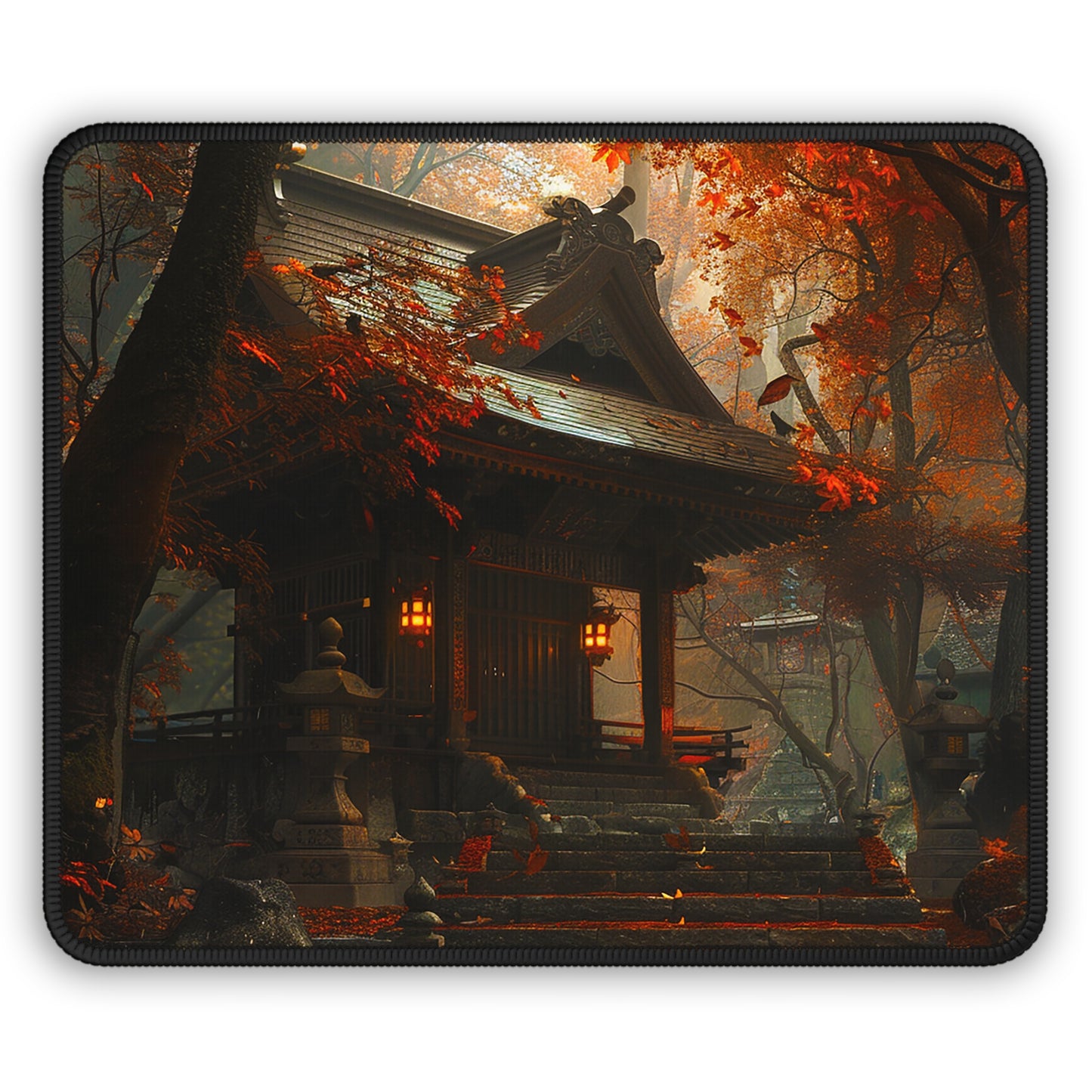 Japanese Autumn Shinto Shrine Gaming Mouse Pad