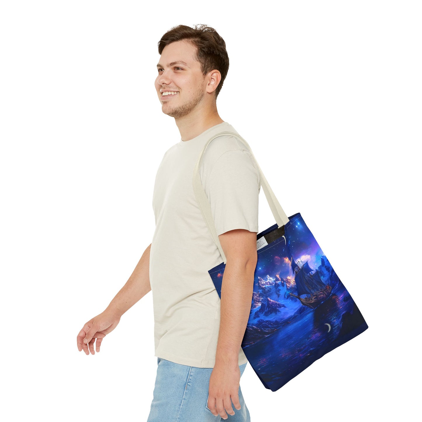 Artic Pirate Ship Under the Moonlight Tote Bag (AOP)