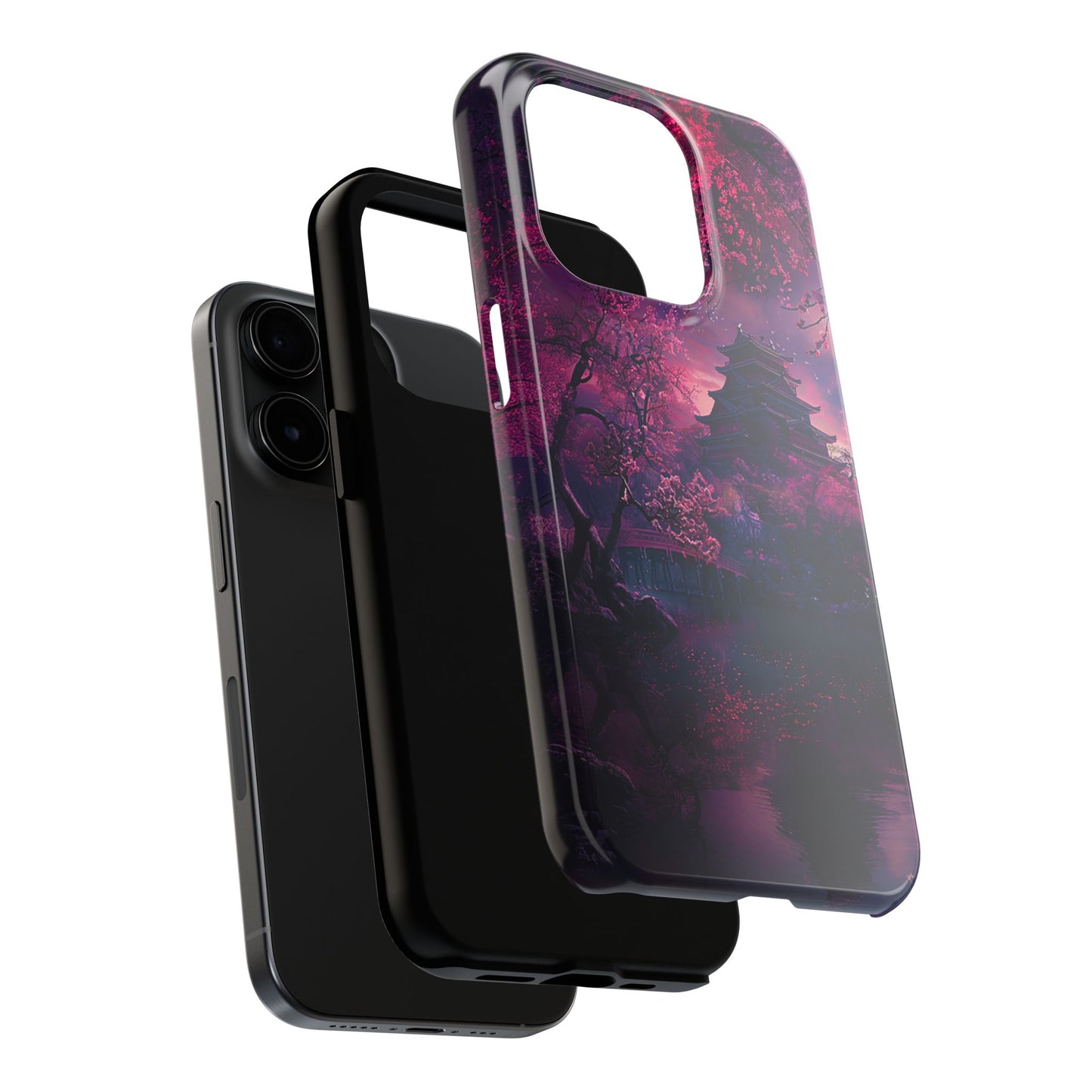Japanese Cherry Blossum Castle Tough Phone Case iPhone Android