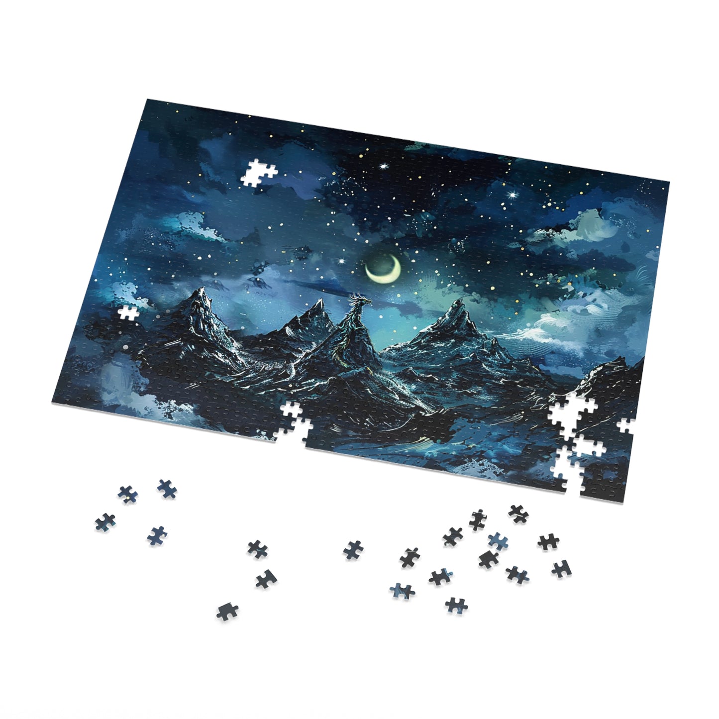 Fantasy Snowy Mountain Dragon Jigsaw Puzzle (30, 110, 252, 500,1000-Piece)