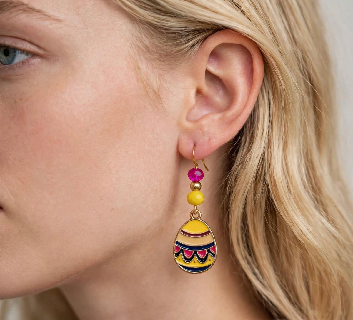 Vibrant Festive Easter Egg Design Enamel Earrings - Dangle Jewelry