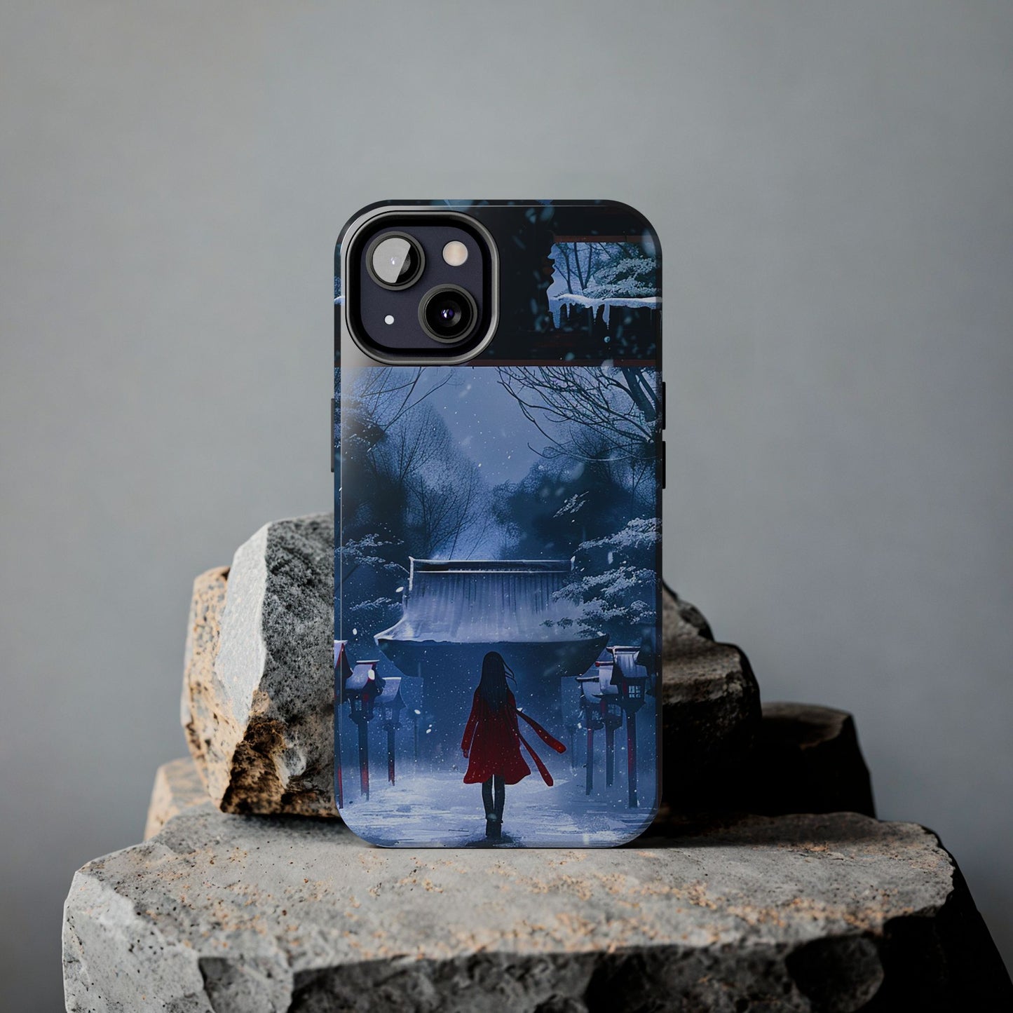 Japanese Snowy Shinto Shrine Girl Tough Phone Cases iPhone Android