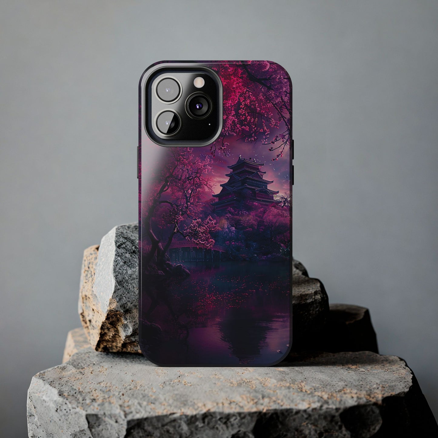 Japanese Cherry Blossum Castle Tough Phone Case iPhone Android