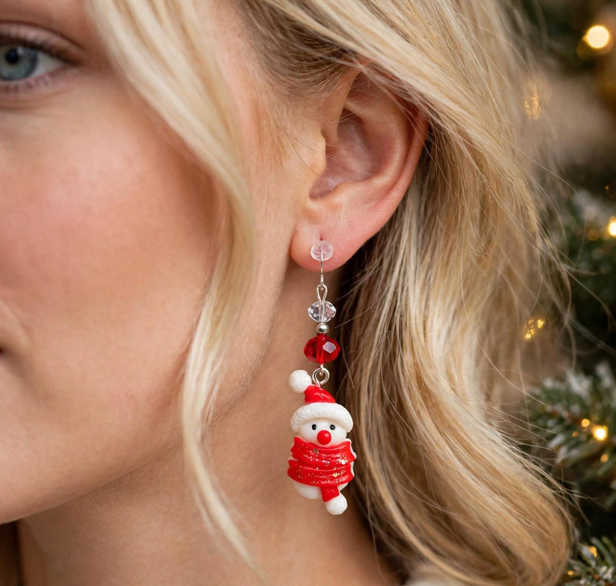 Handmade Clay Resin Dangle Snowman Earrings - Festive Holiday Jewelry with Hats and Scarves