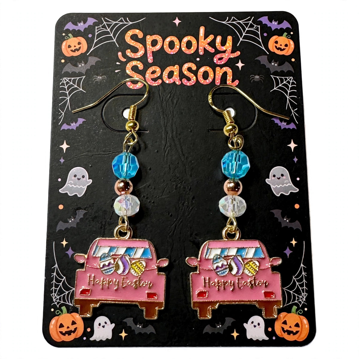 Happy Easter Van Enamel Charm Earrings - Dangle Jewelry