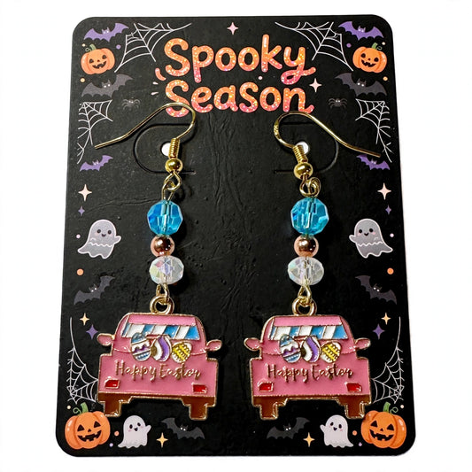 Happy Easter Van Enamel Charm Earrings - Dangle Jewelry