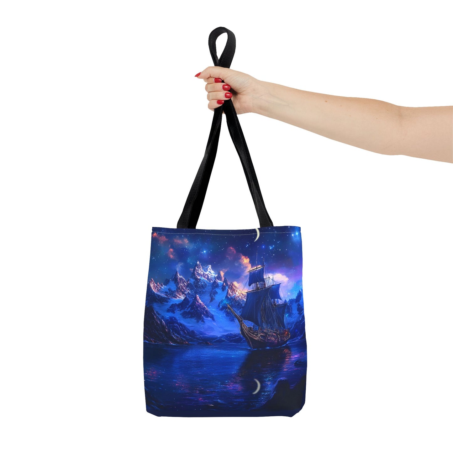 Artic Pirate Ship Under the Moonlight Tote Bag (AOP)