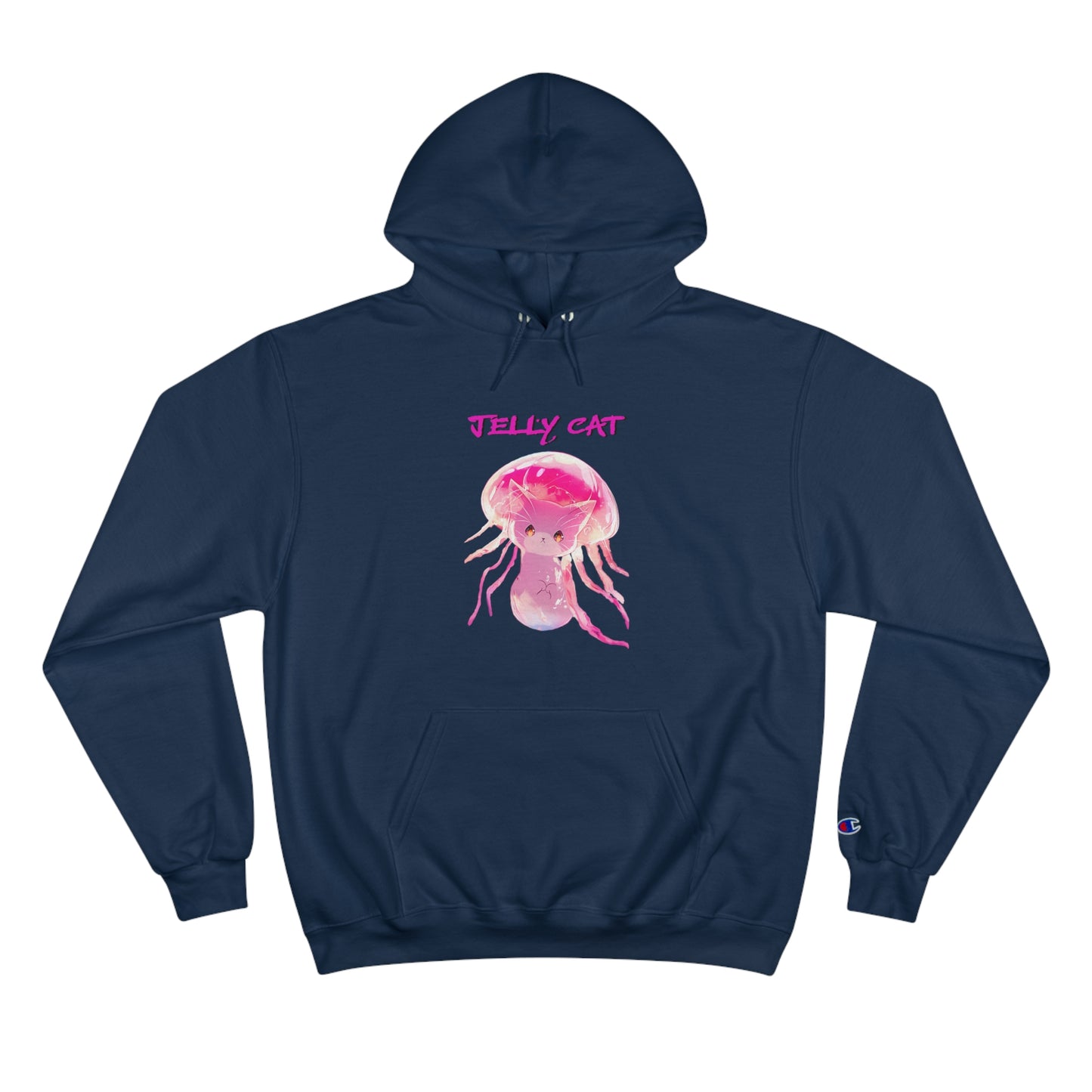 Cute Jellyfish Ghost Cat Hoodie - Pink Jellyfish Cat Design - Champion Pullover for Women & Men