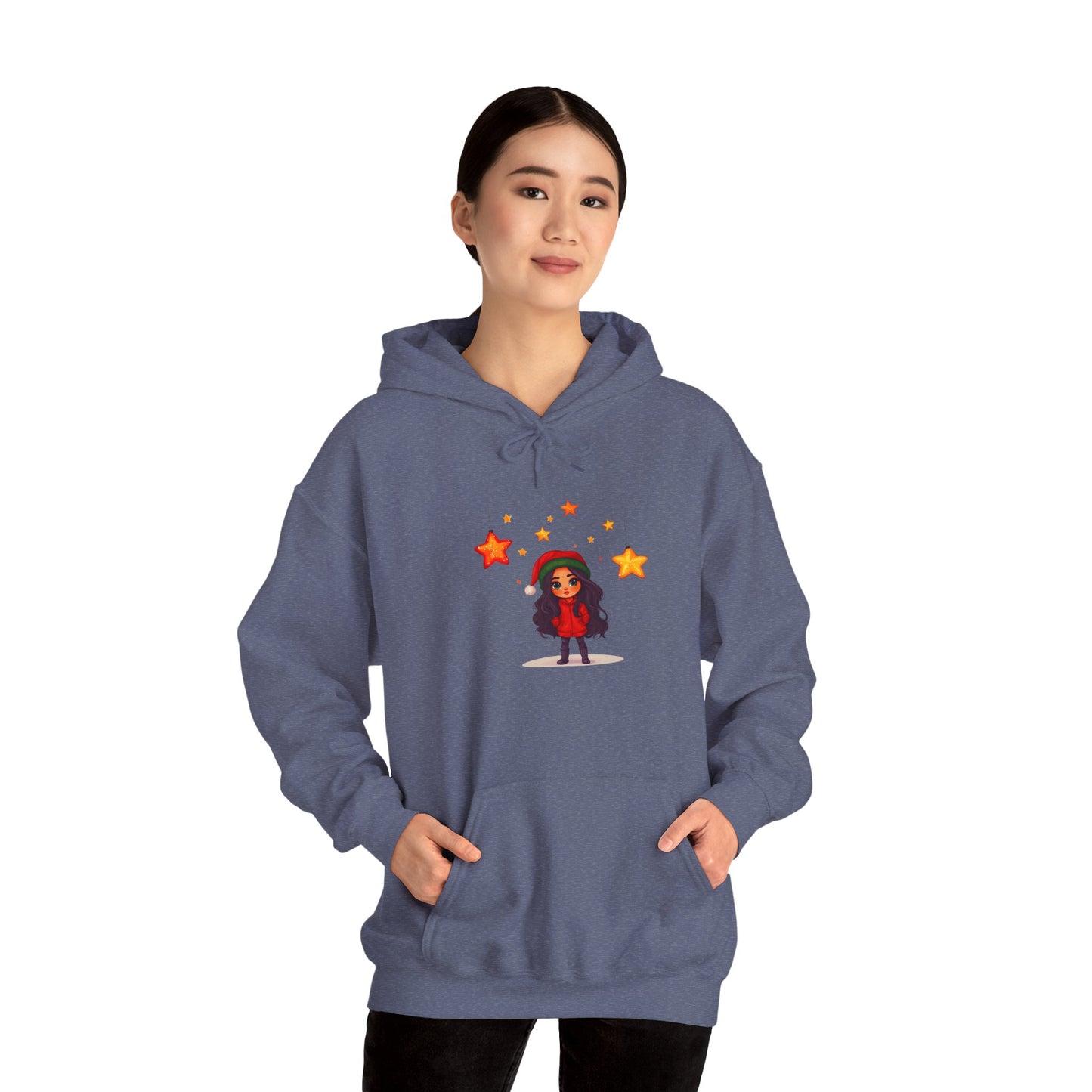 Cute Christmas Starry Ornaments Girl Unisex Heavy Blend™ Hooded Sweatshirt