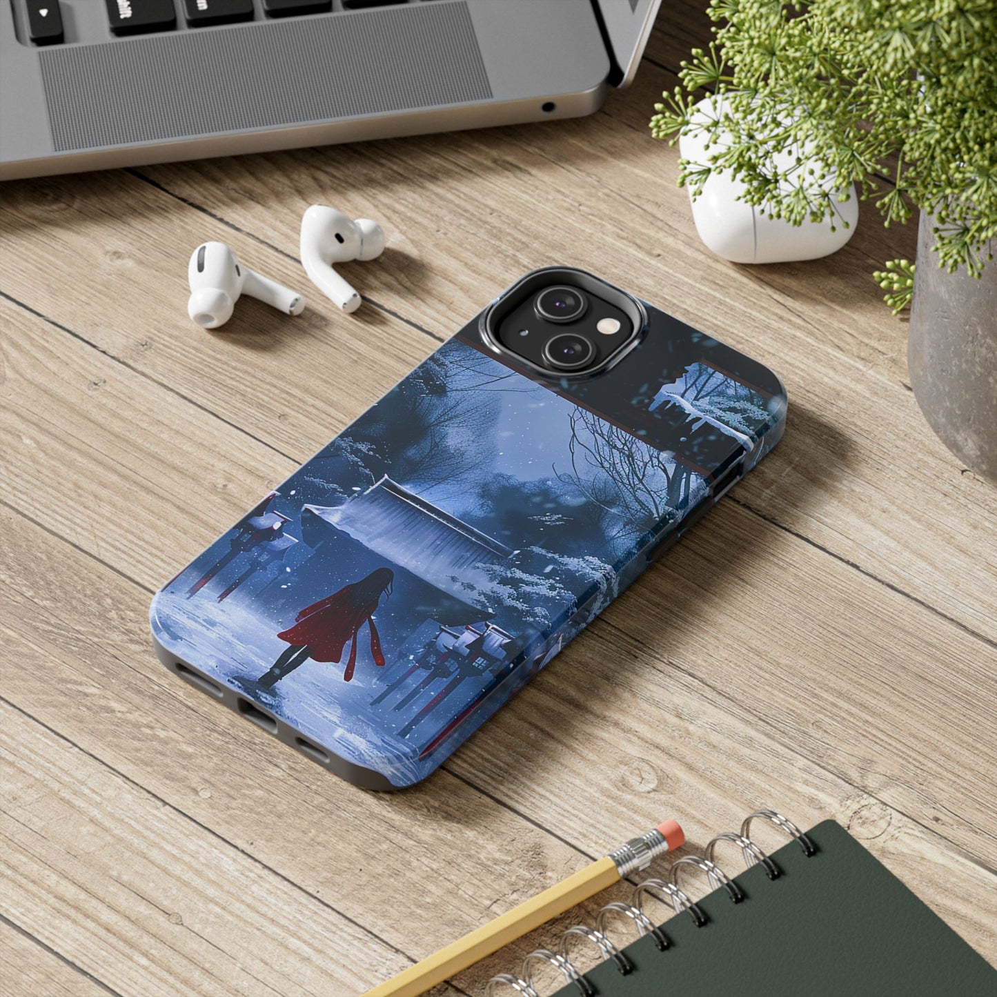Japanese Snowy Shinto Shrine Girl Tough Phone Cases iPhone Android