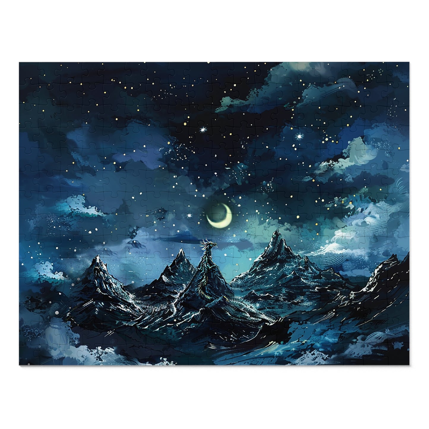 Fantasy Snowy Mountain Dragon Jigsaw Puzzle (30, 110, 252, 500,1000-Piece)