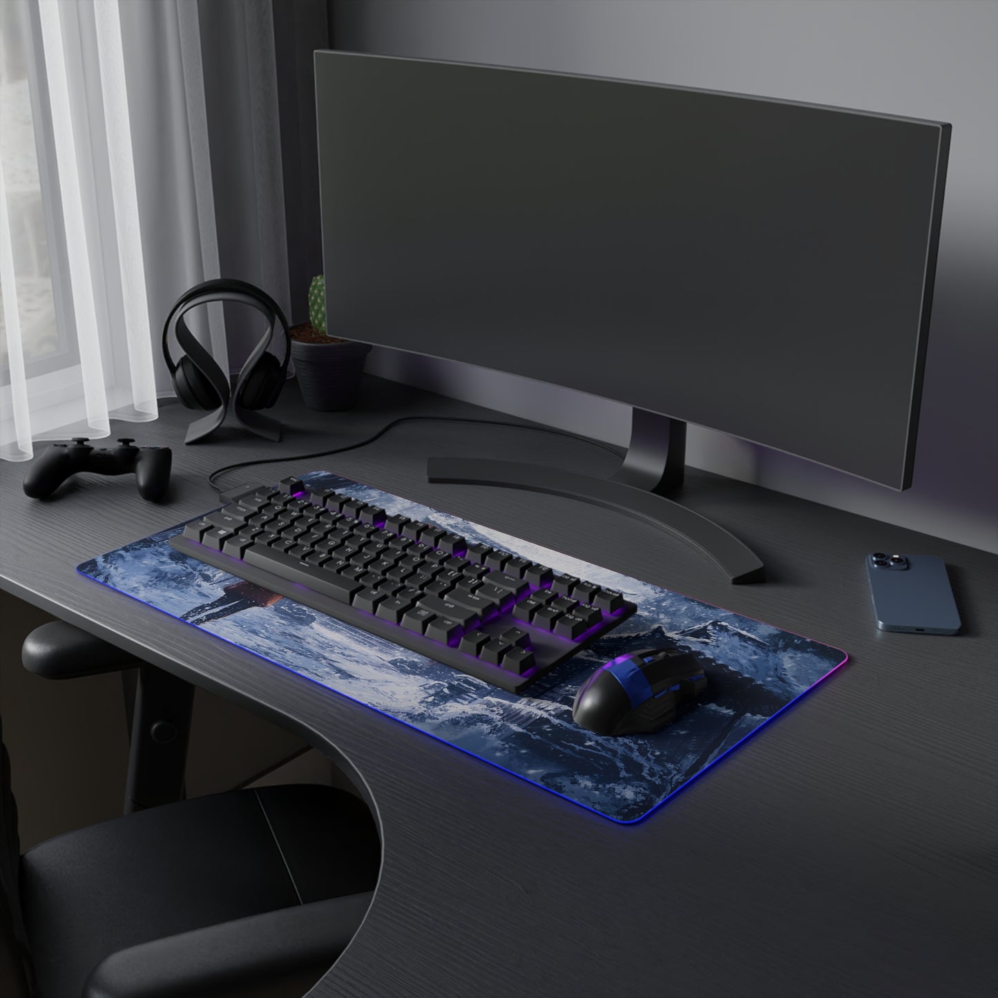 Dark Fantasy Snowy Tori Gate PC Gaming LED Gaming Mouse Pad