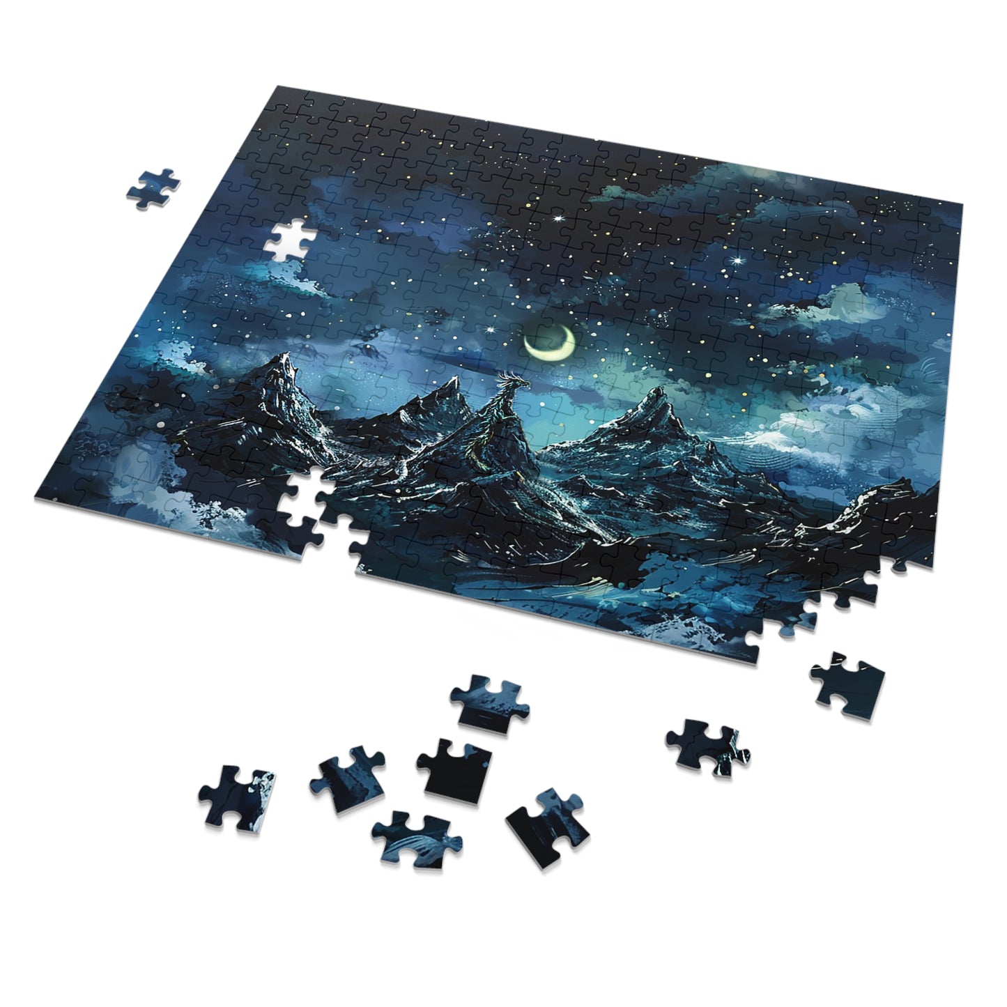 Fantasy Snowy Mountain Dragon Jigsaw Puzzle (30, 110, 252, 500,1000-Piece)